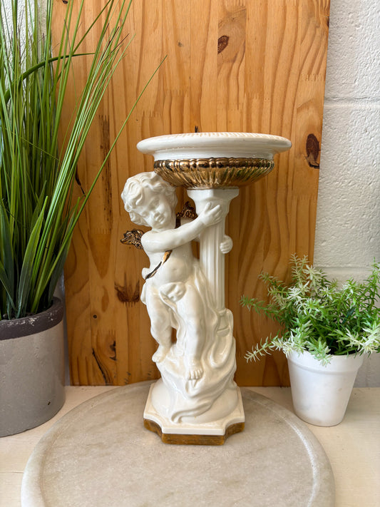 Vtg Gold Detailed Cherub Angel Pedestal (Local Pick Up Only)