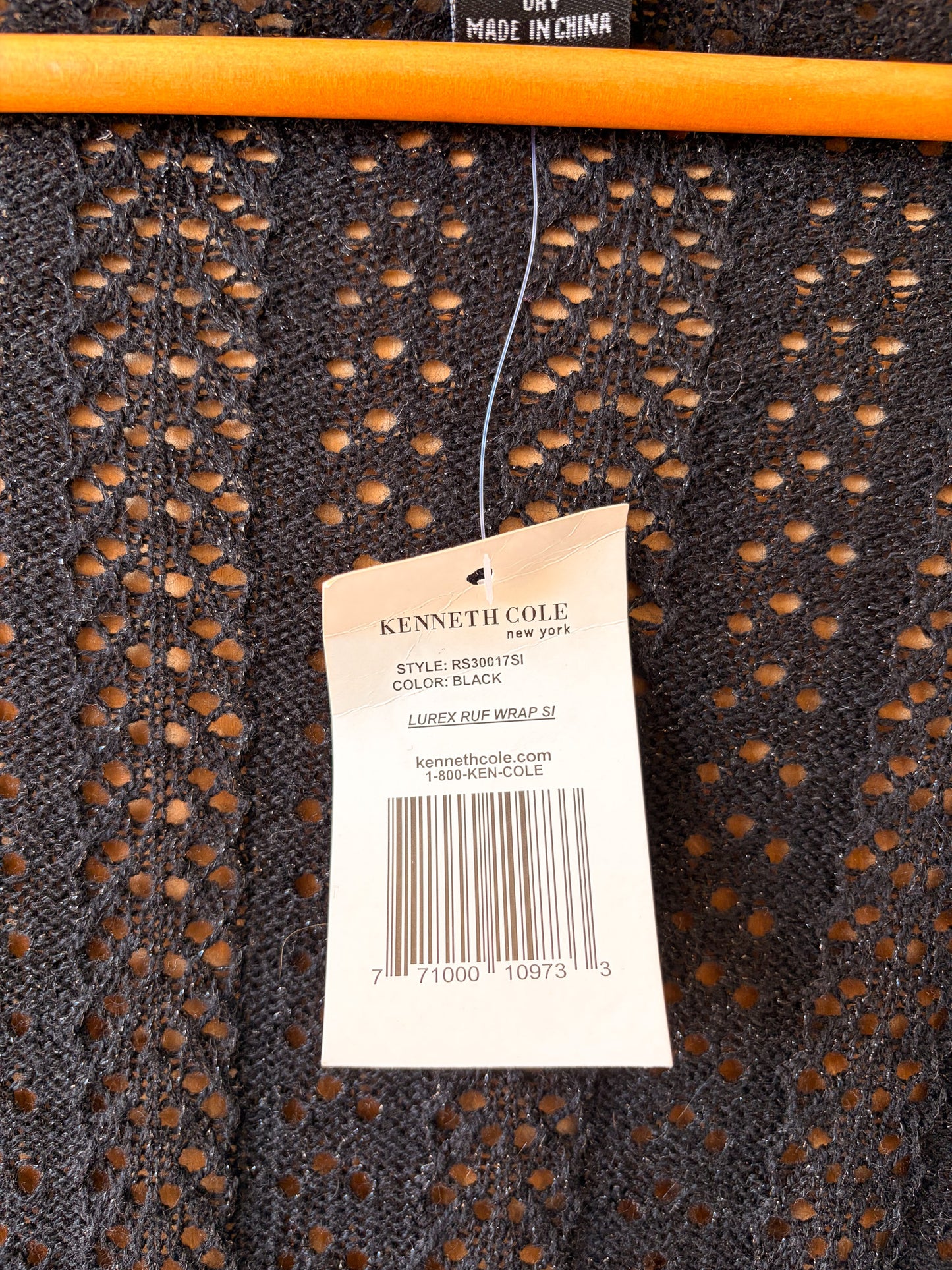 NWT Kenneth Cole Black Shimmer Wrap