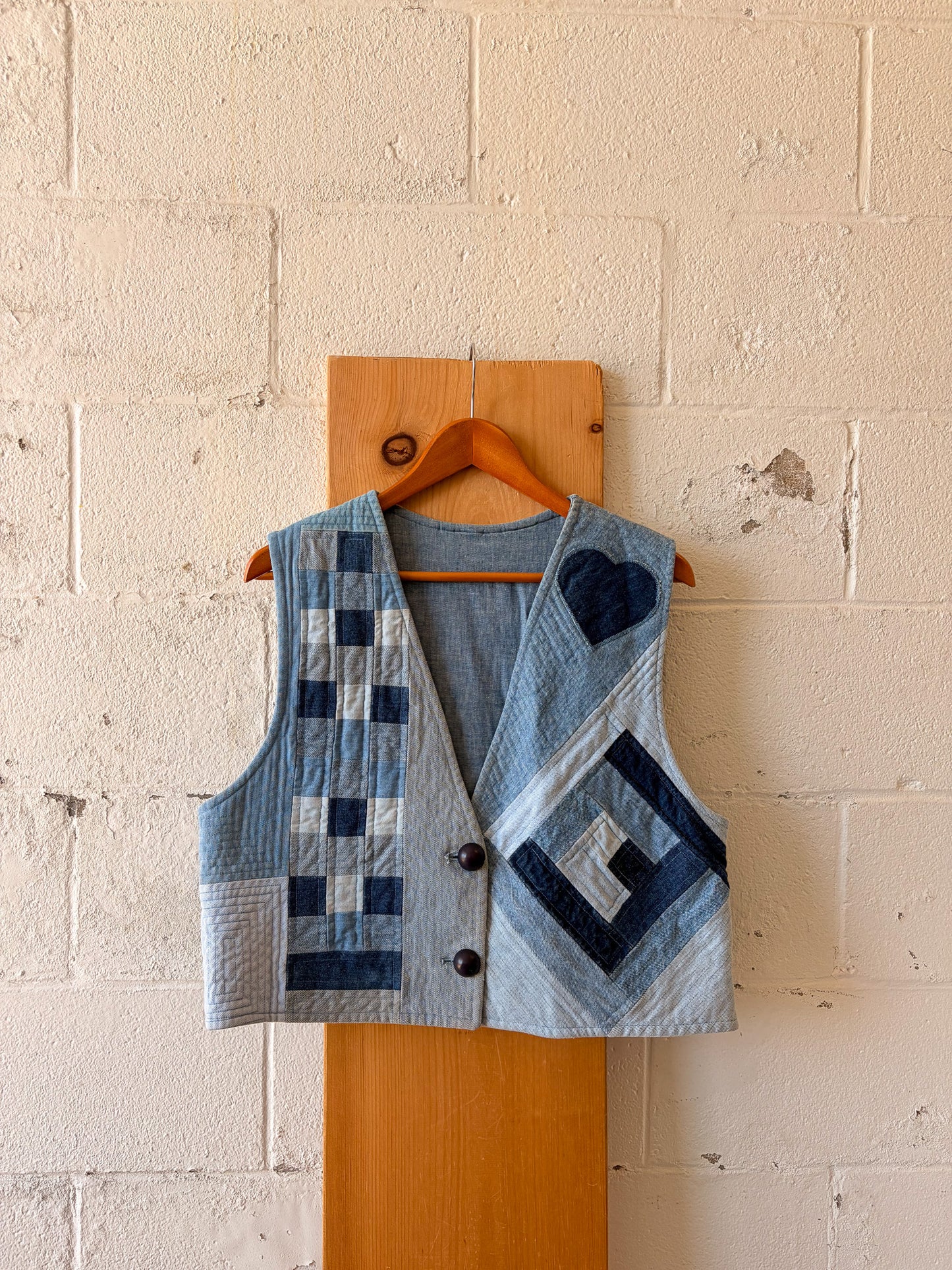 Handmade Patchwork Denim Vest : L