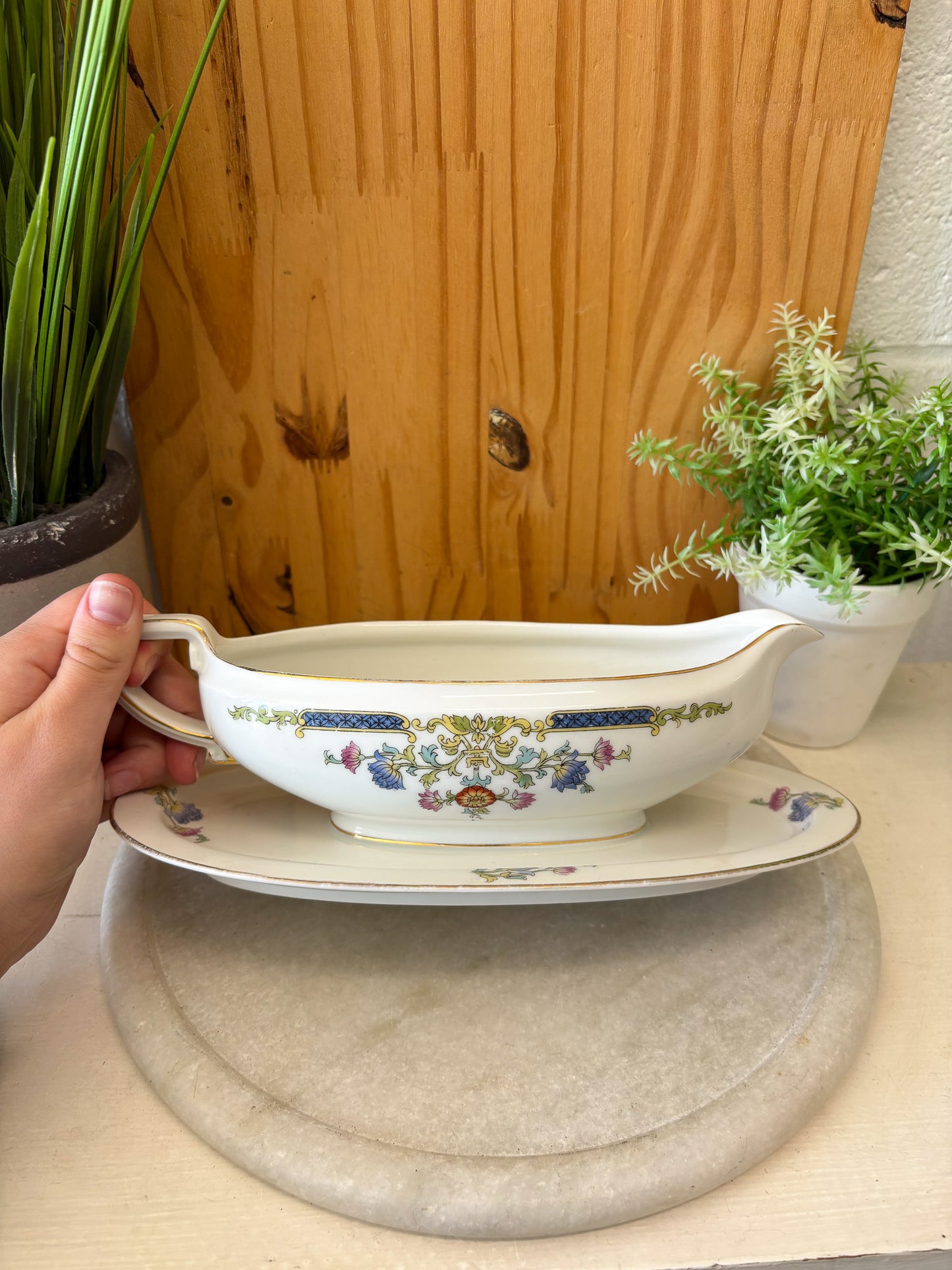 Vtg Floral Gravy Boat Server (Local Pick Up Only)