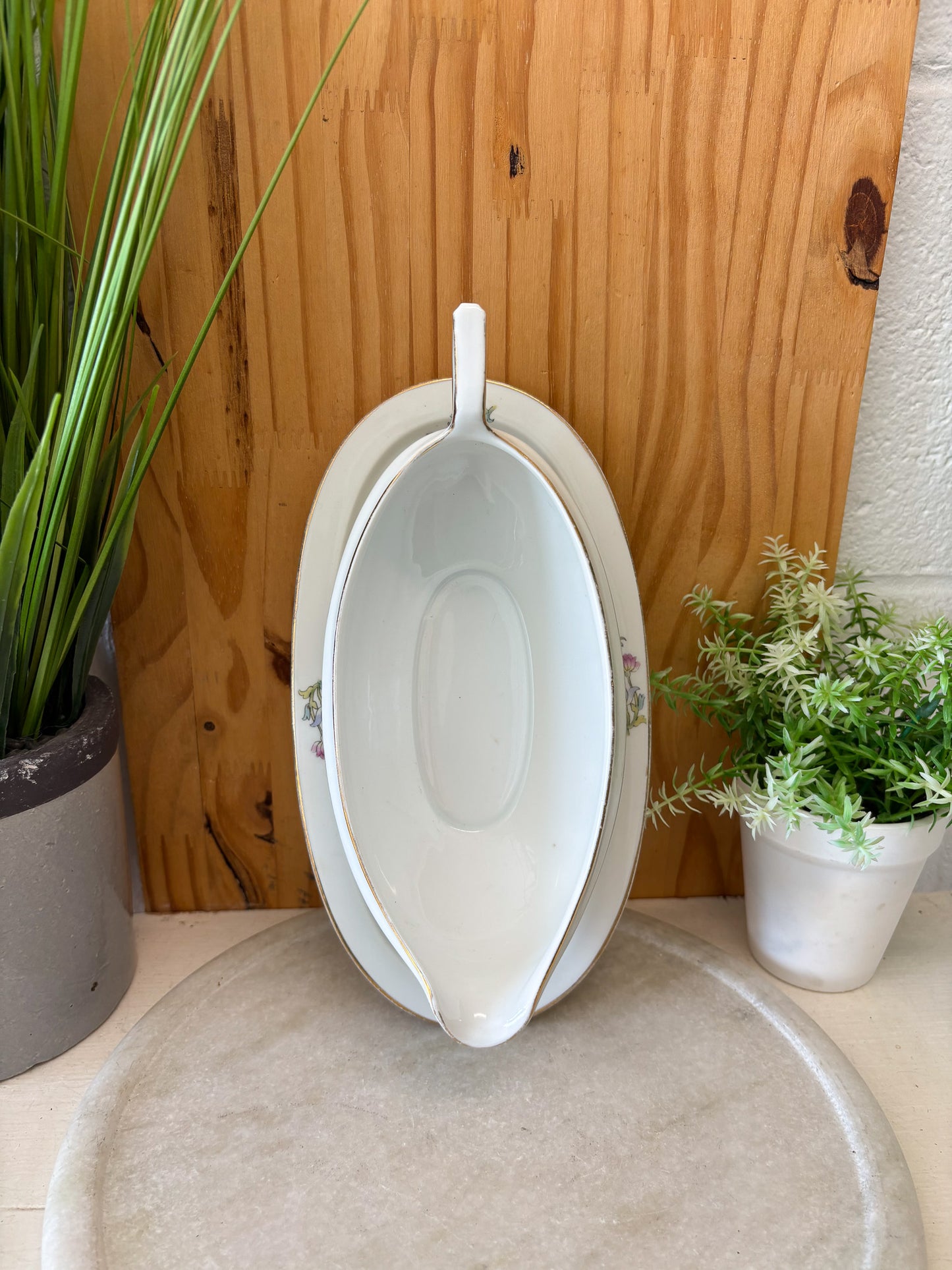 Vtg Floral Gravy Boat Server (Local Pick Up Only)