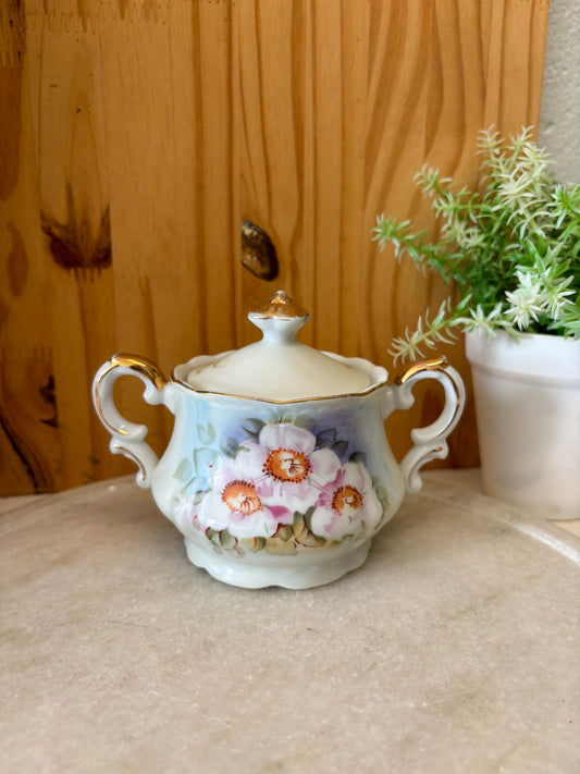 Vtg Pink Floral Sugar Jar (Local Pick Up Only)