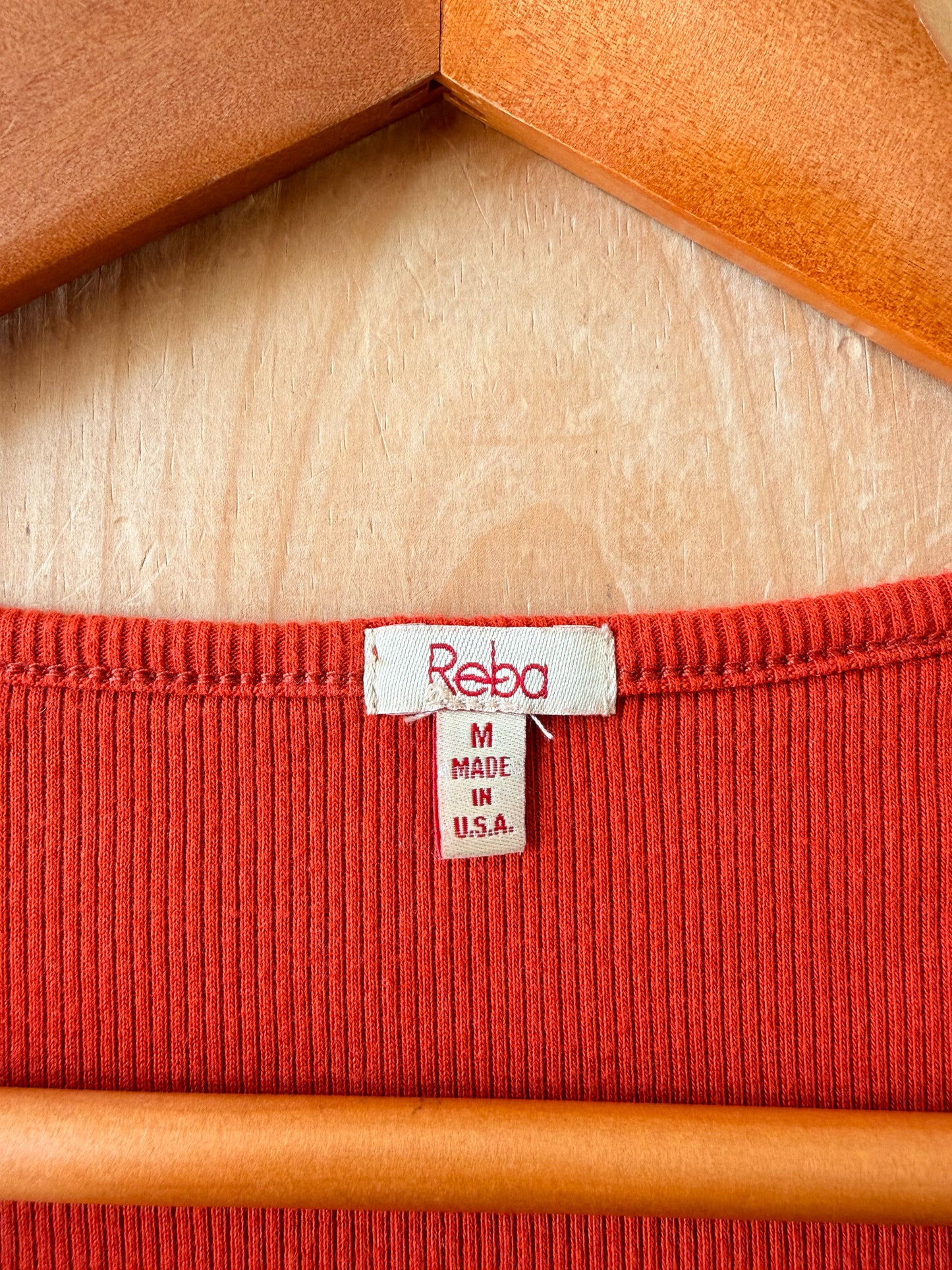 Embellished Orange 3/4 Length Top : M