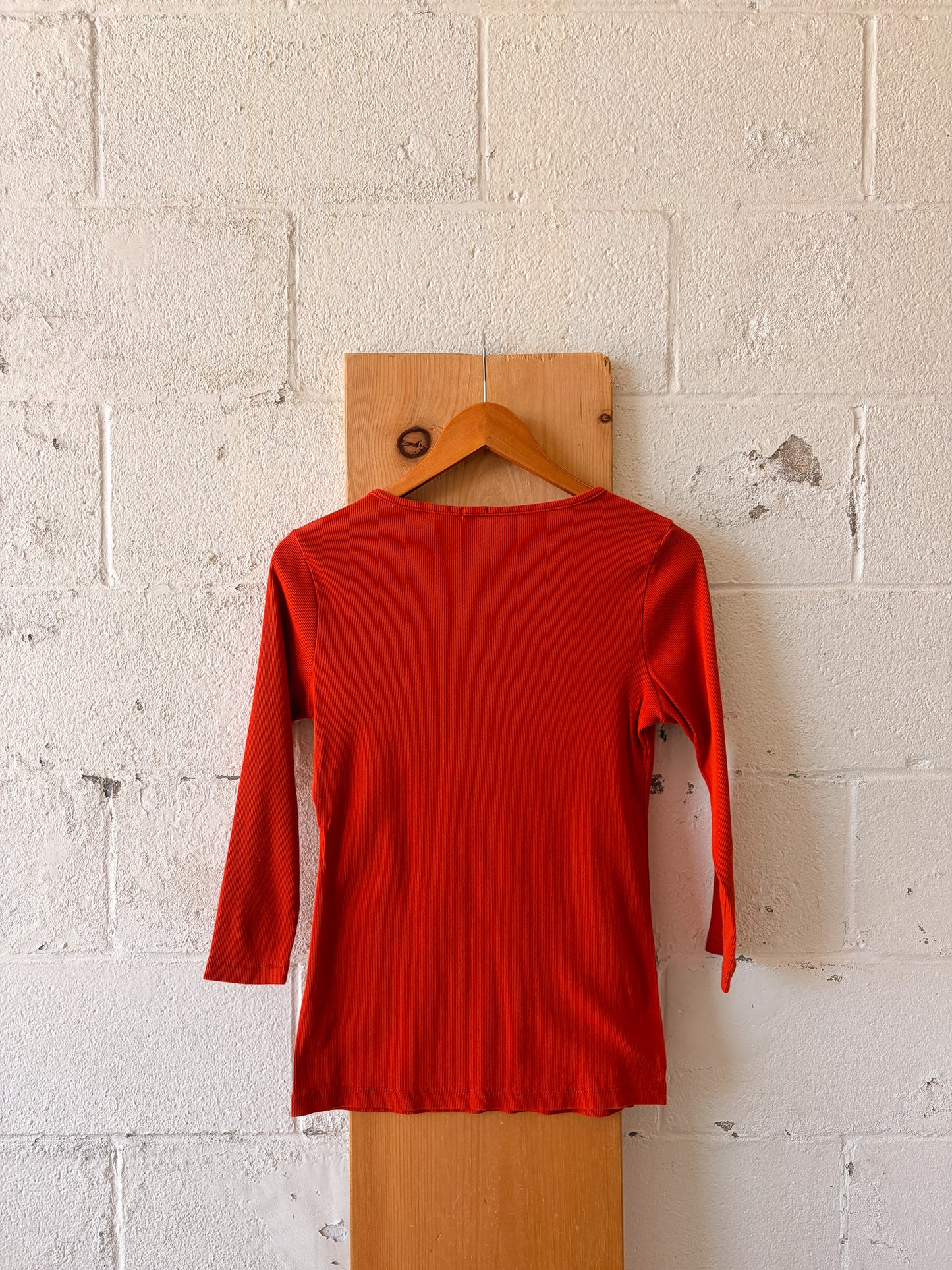 Embellished Orange 3/4 Length Top : M