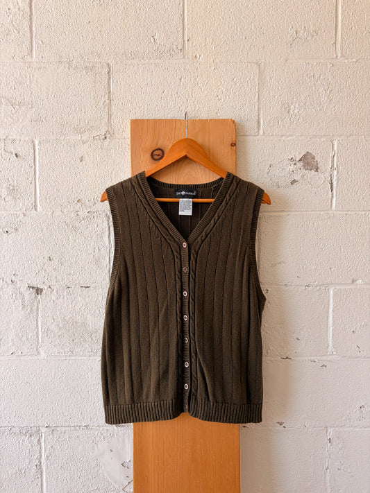 Vtg Olive Sweater Vest : XL