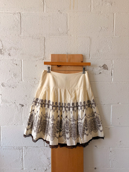 Pleated Brown Floral Skirt : 10