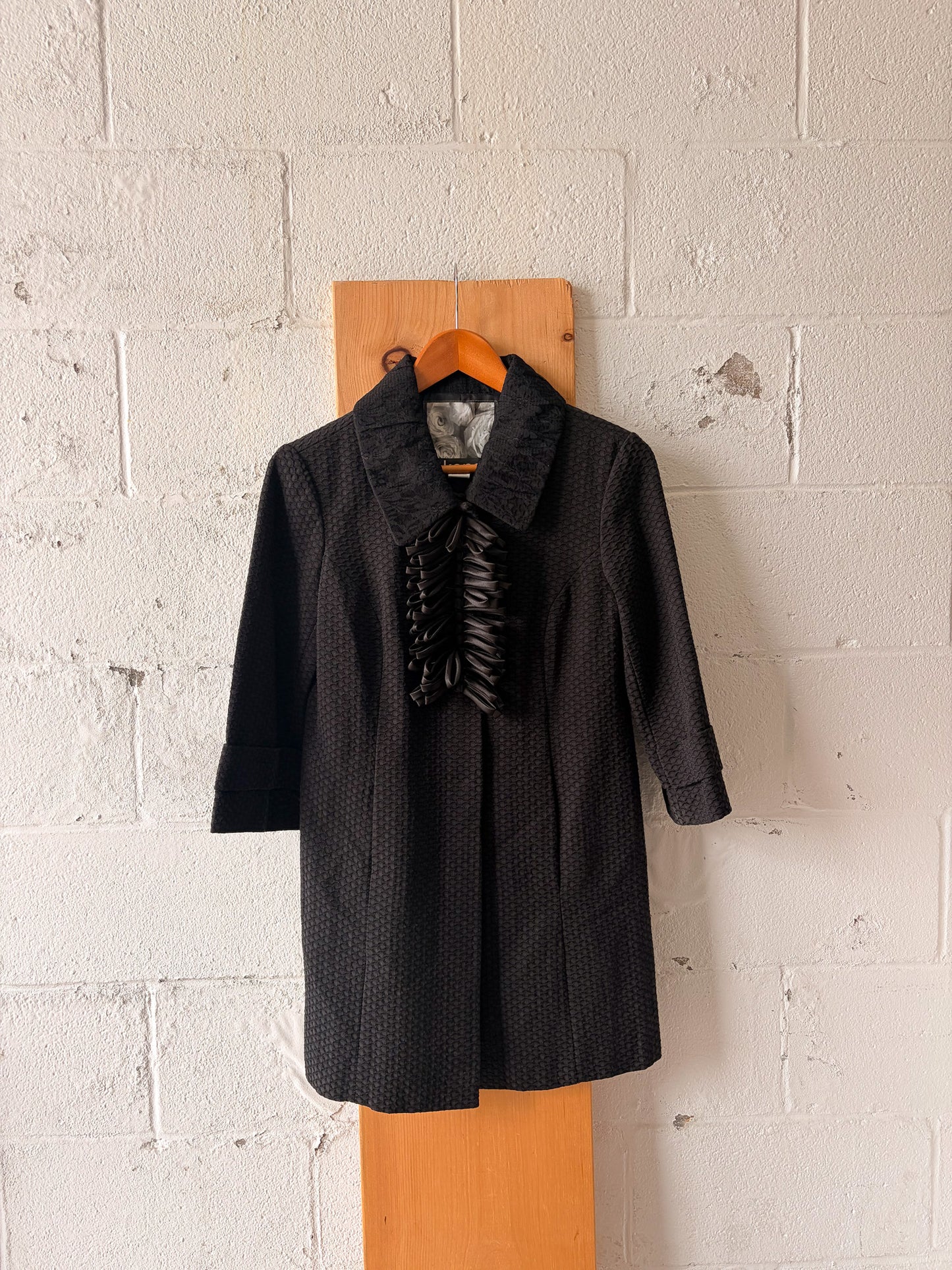 Ruffle Detailed Black Jacket : S