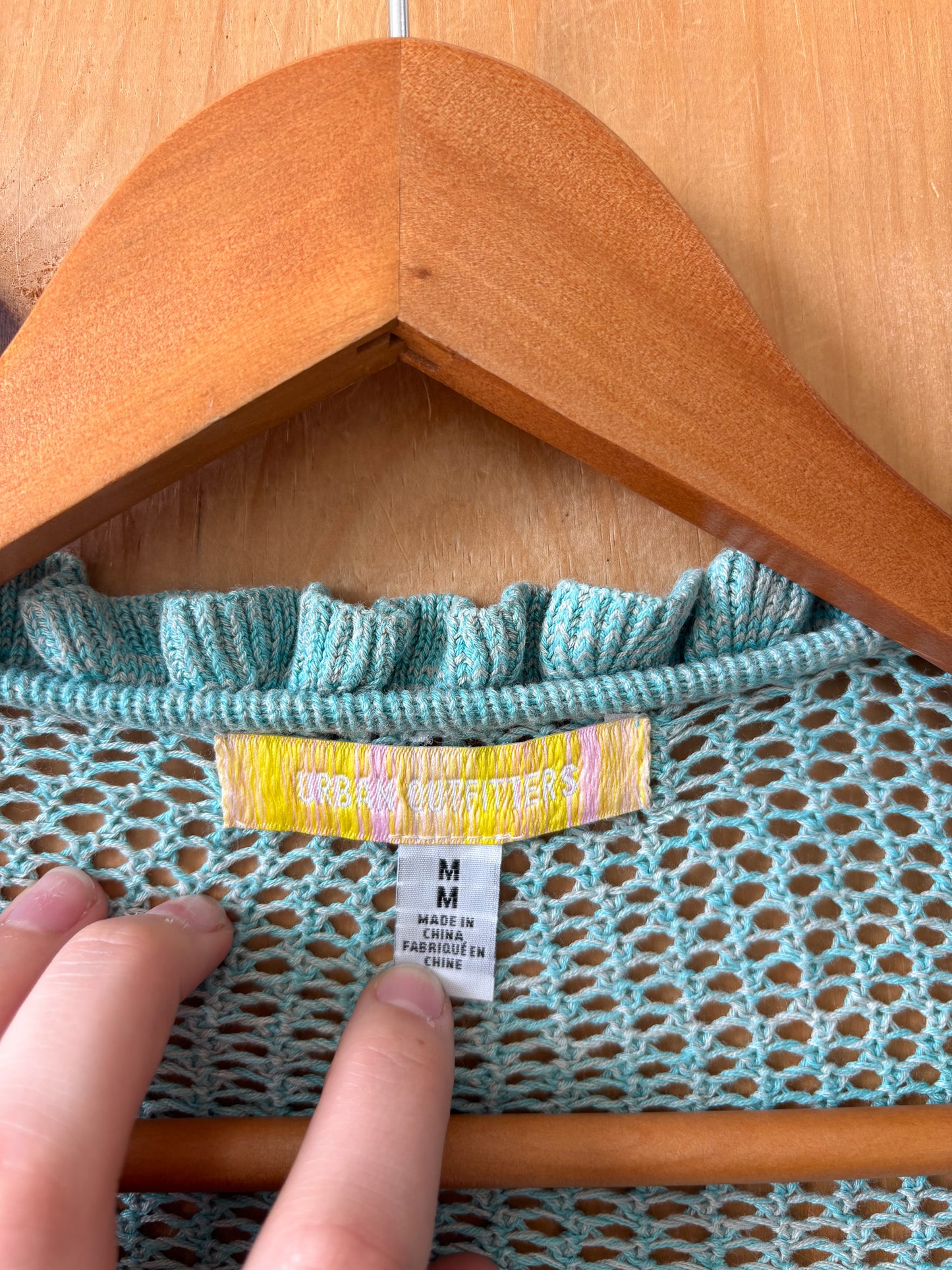 Cropped Blue Crochet Cardigan : M