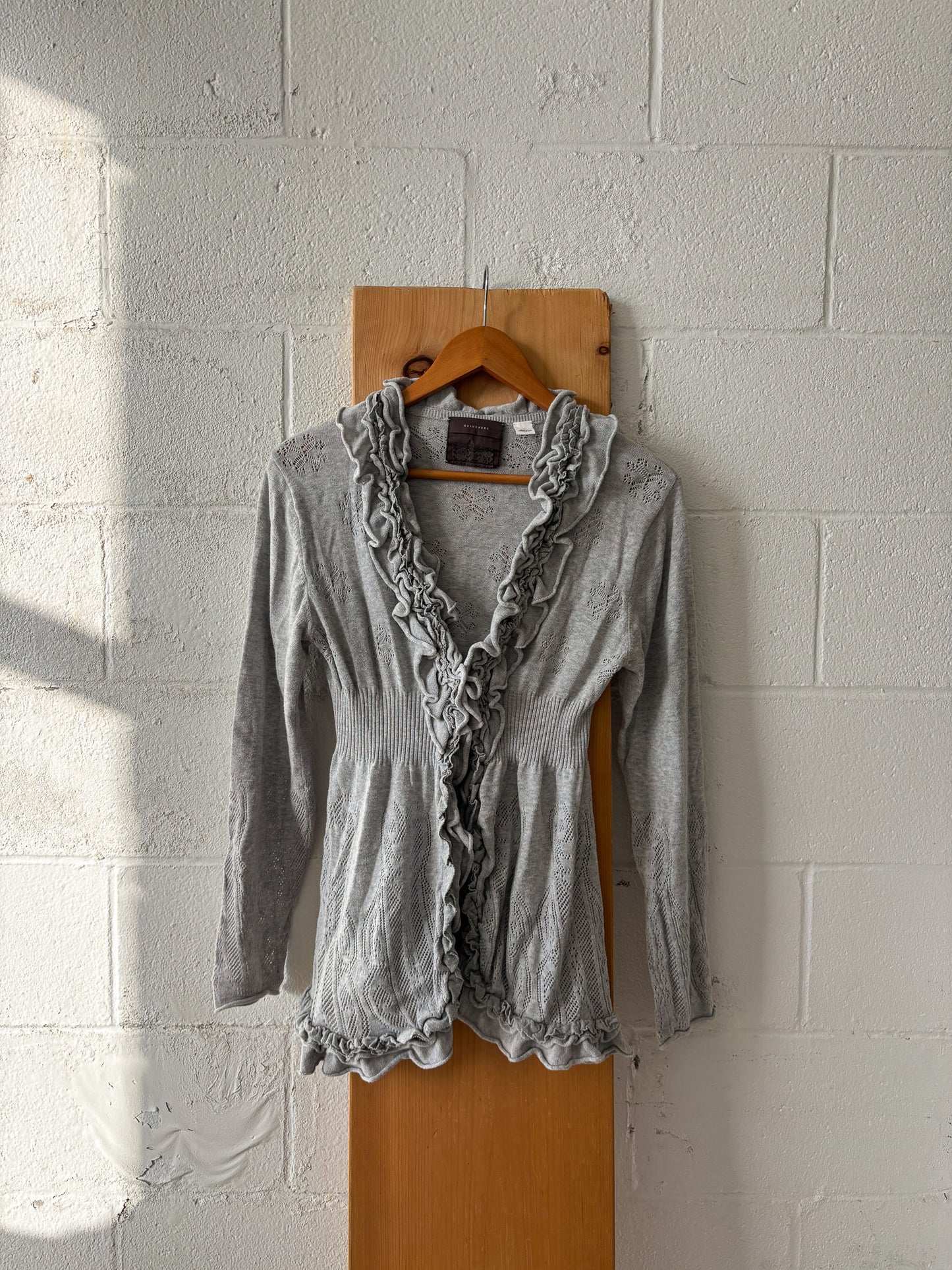 Grey Ruffled Cardigan : XL