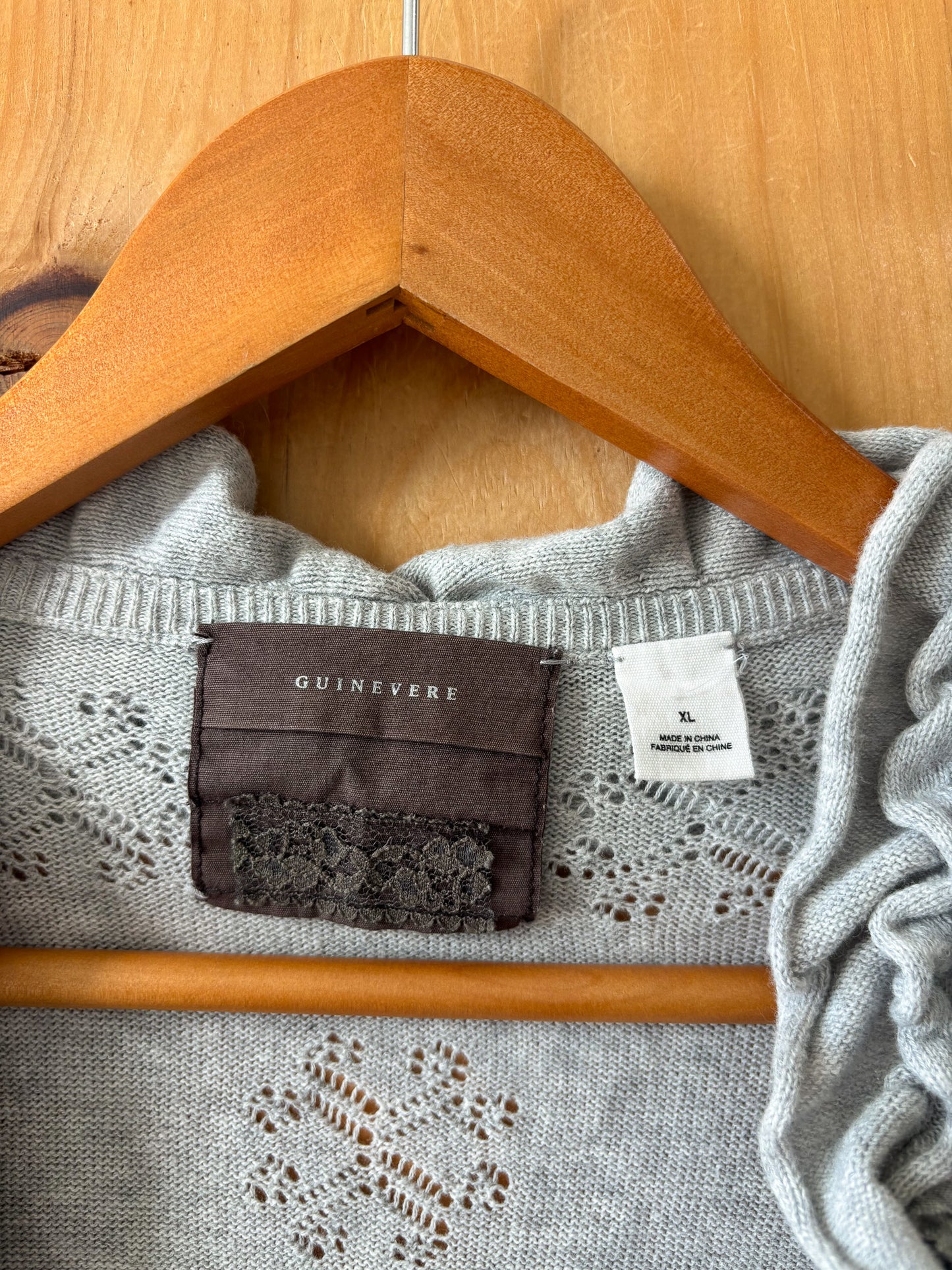 Grey Ruffled Cardigan : XL