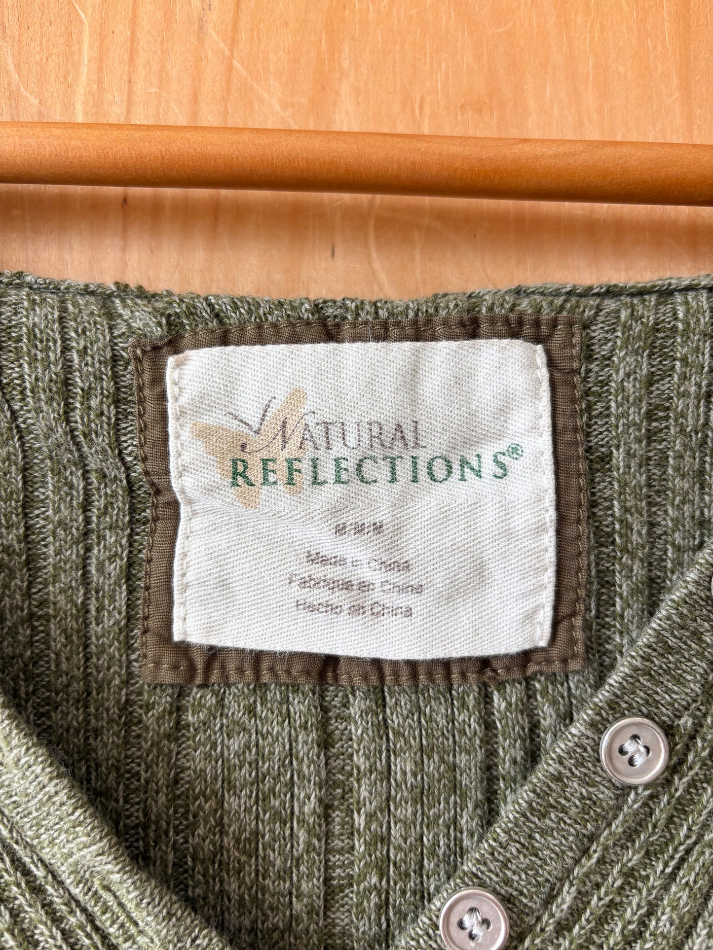 Olive Green Hooded Henley Top : M