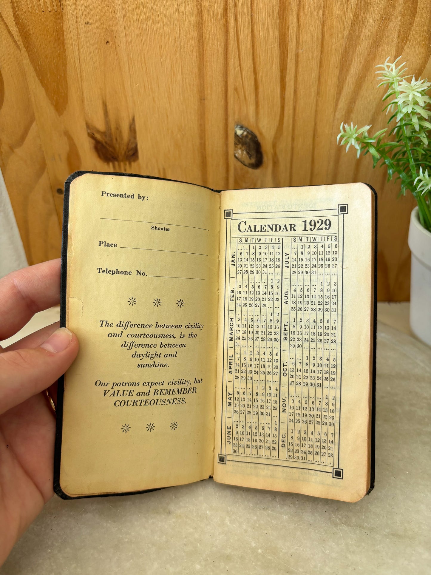 Vtg 1929 Pocket Planner/Reference Book