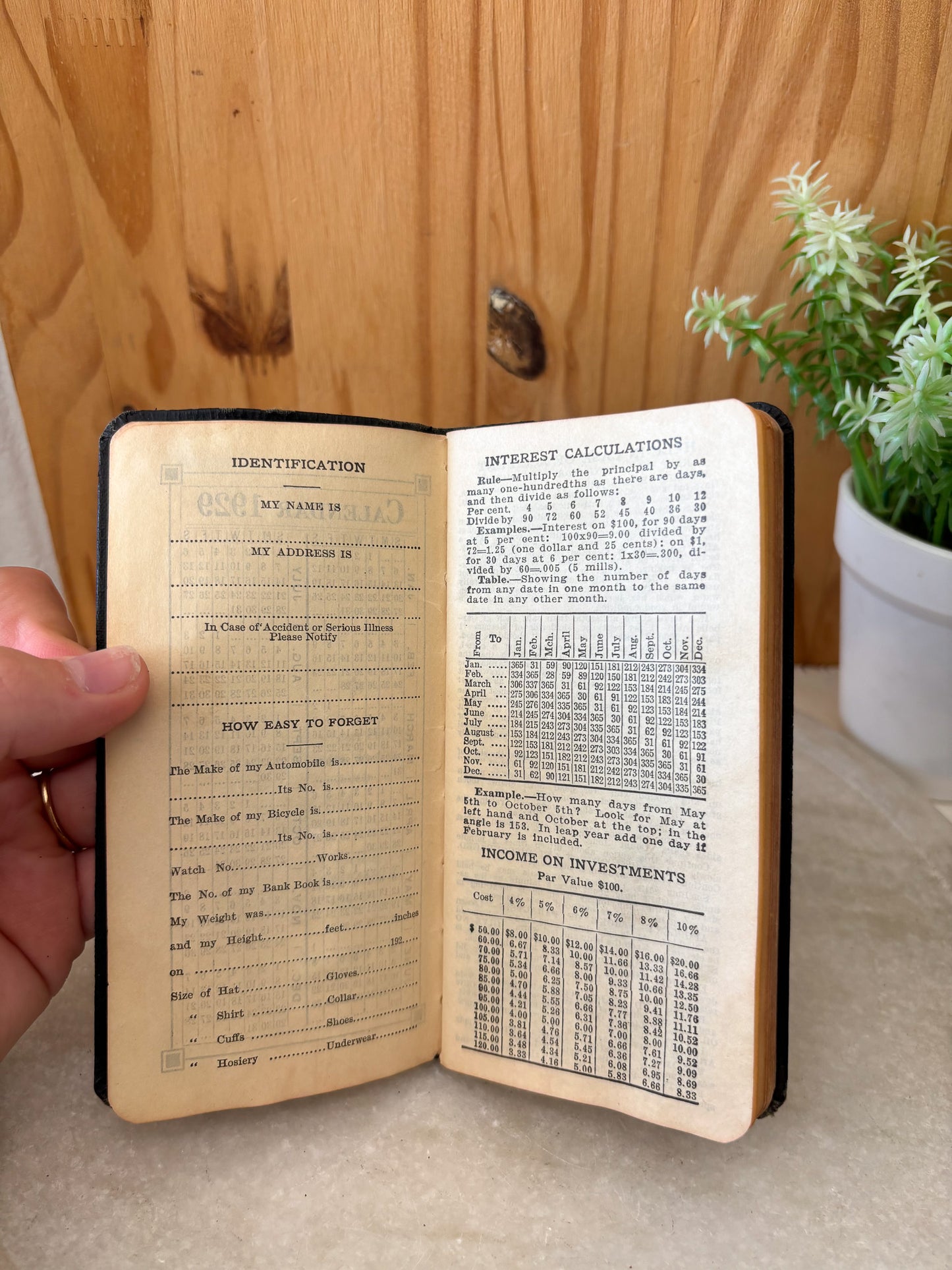 Vtg 1929 Pocket Planner/Reference Book