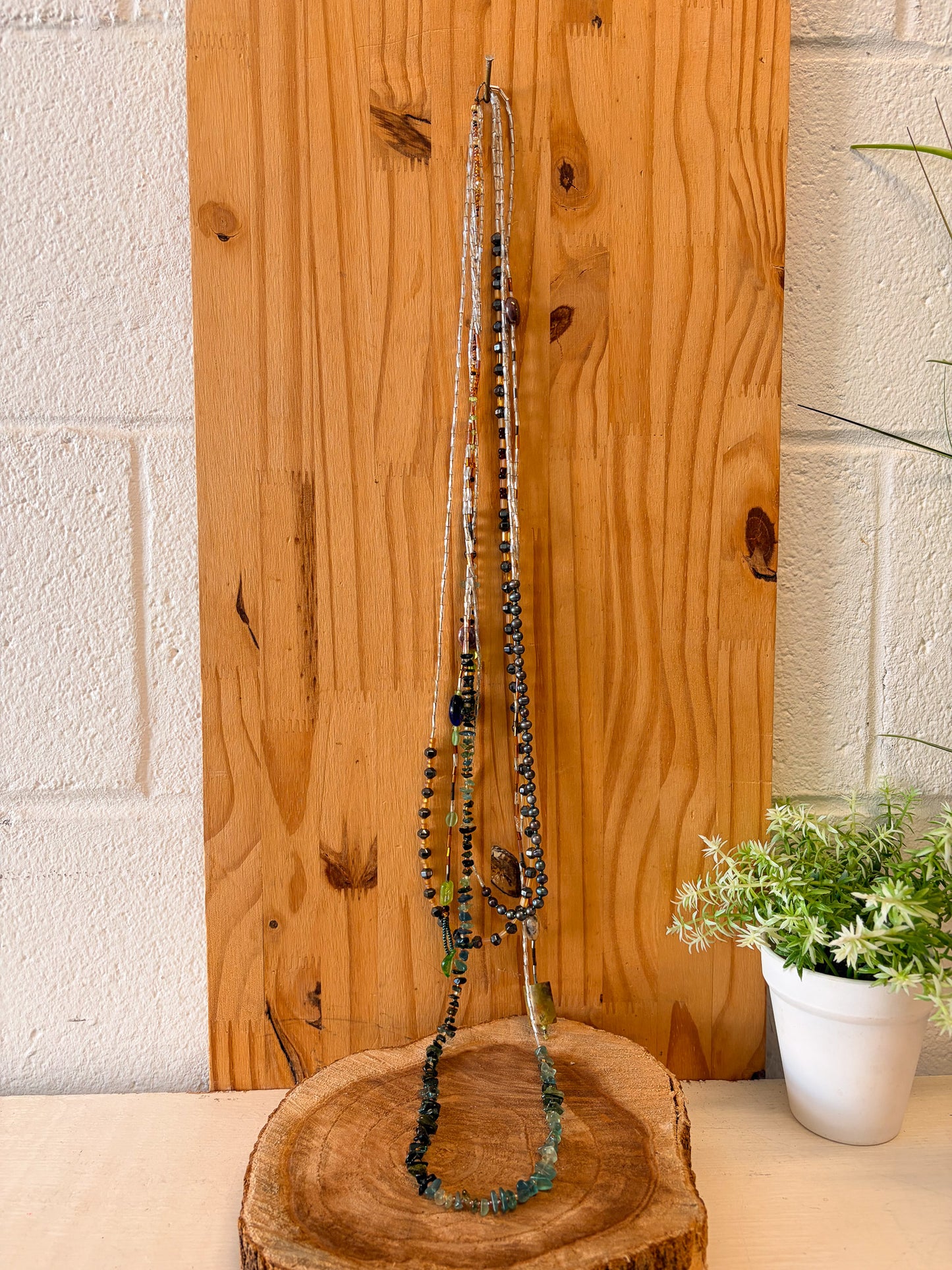 Long Layered Beaded Necklace