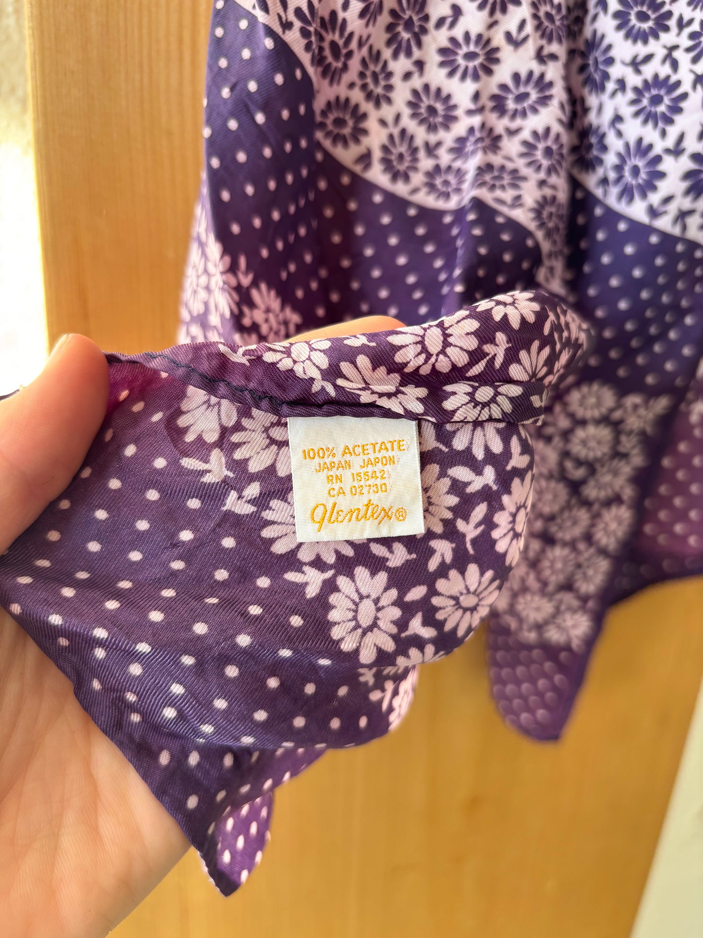 Vtg Floral Purple Scarf
