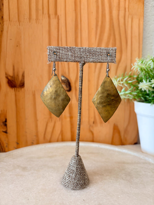 Hammered Diamond Shape Earrings