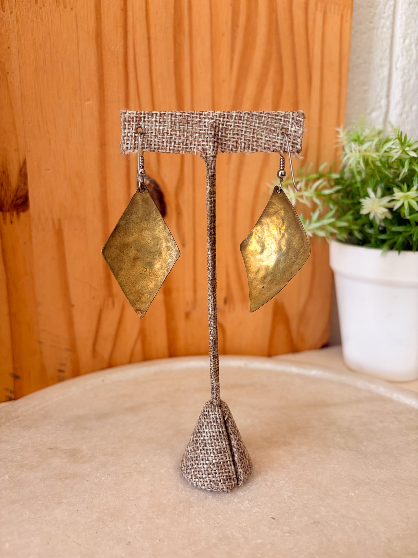 Hammered Diamond Shape Earrings