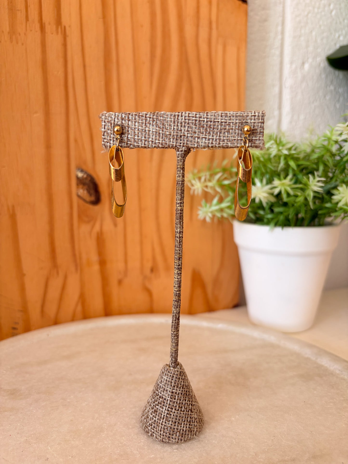 Gold Tone Geometric Earrings