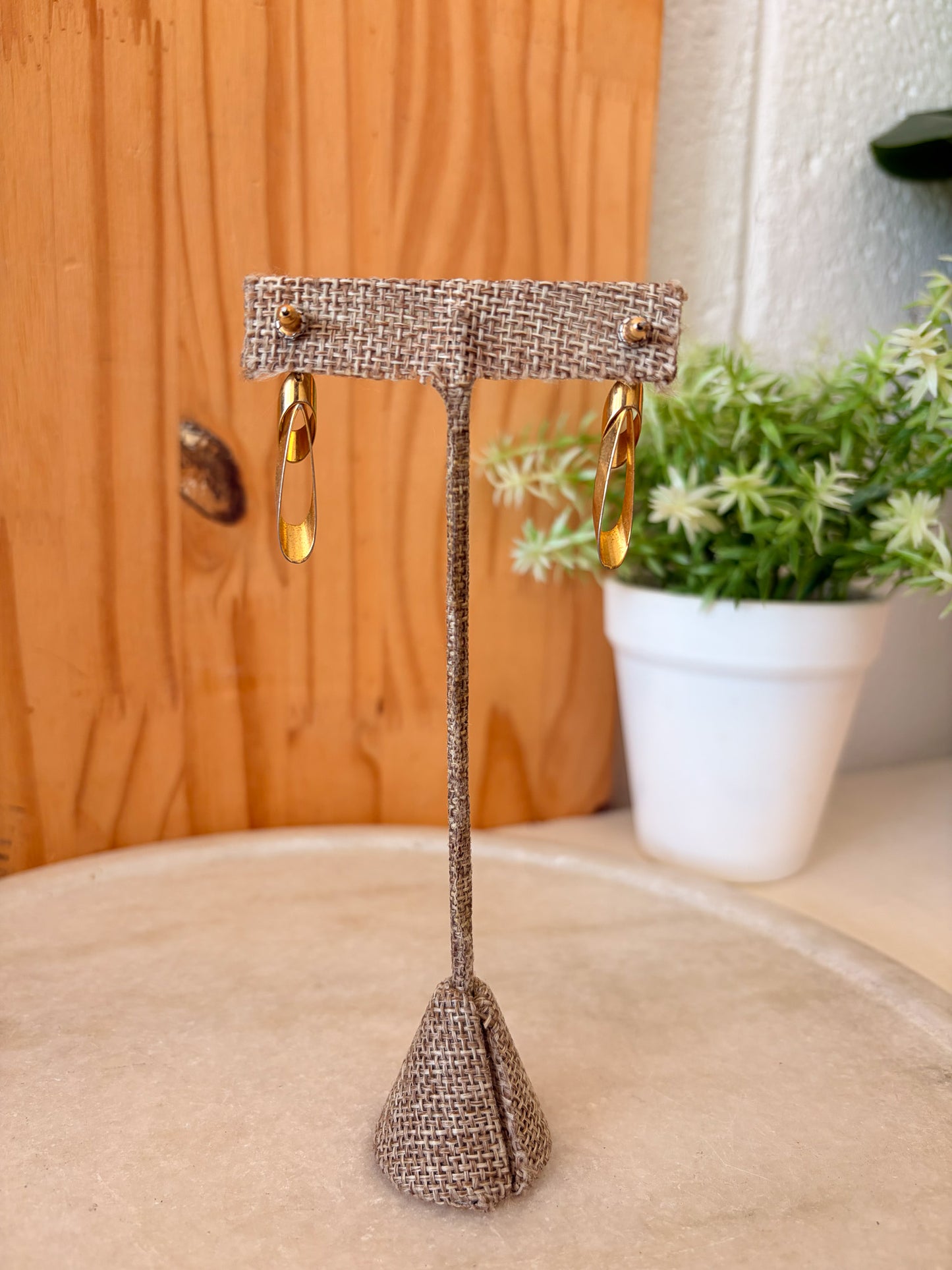 Gold Tone Geometric Earrings