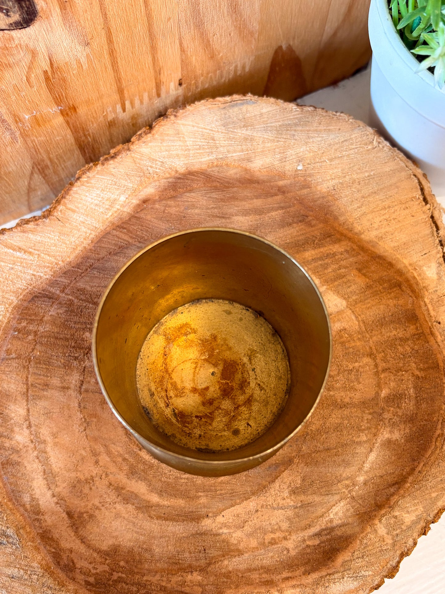 Vtg Etched Brass Cup