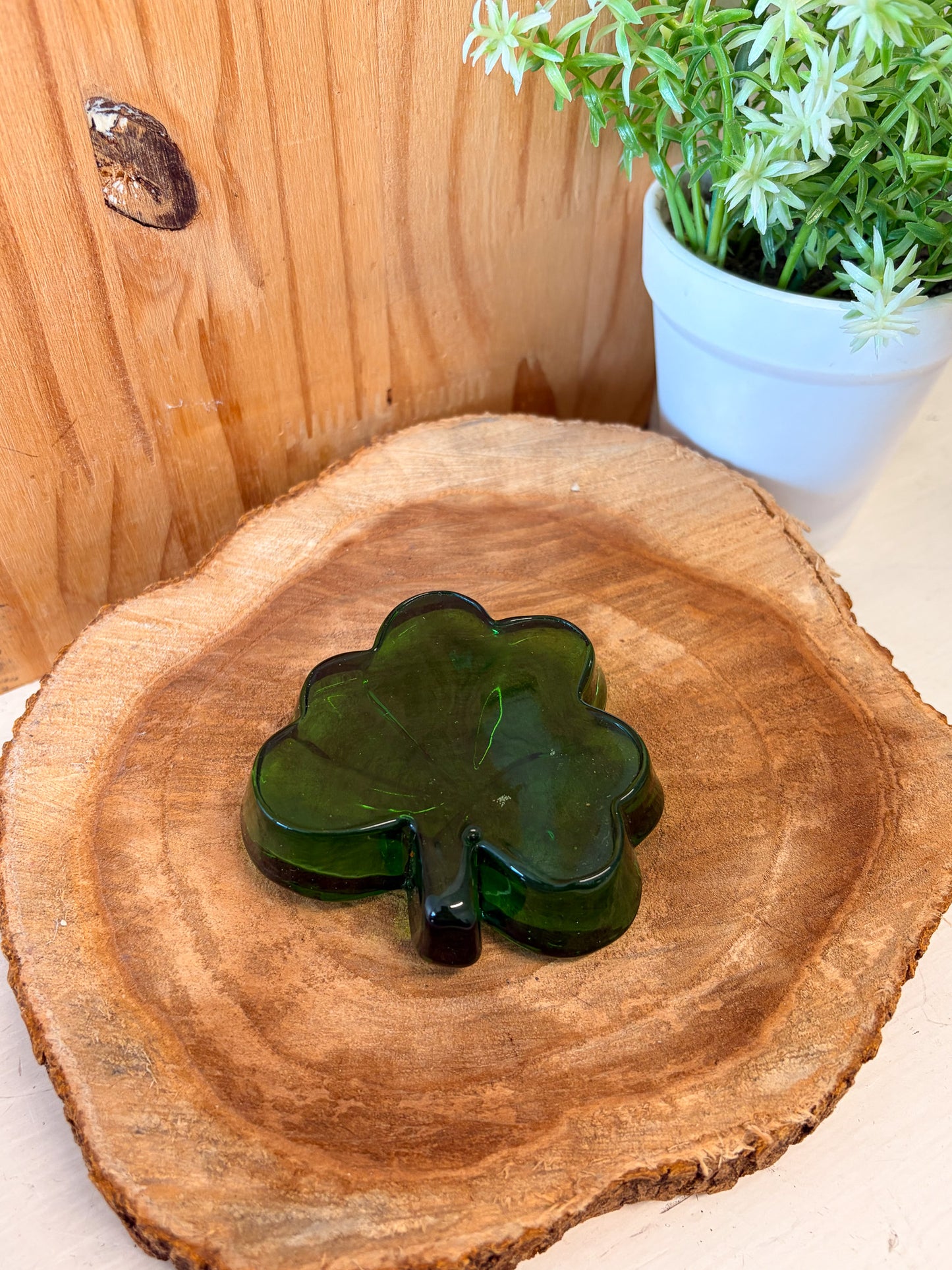 Green Glass Clover Paperweight (Local Pick Up Only)