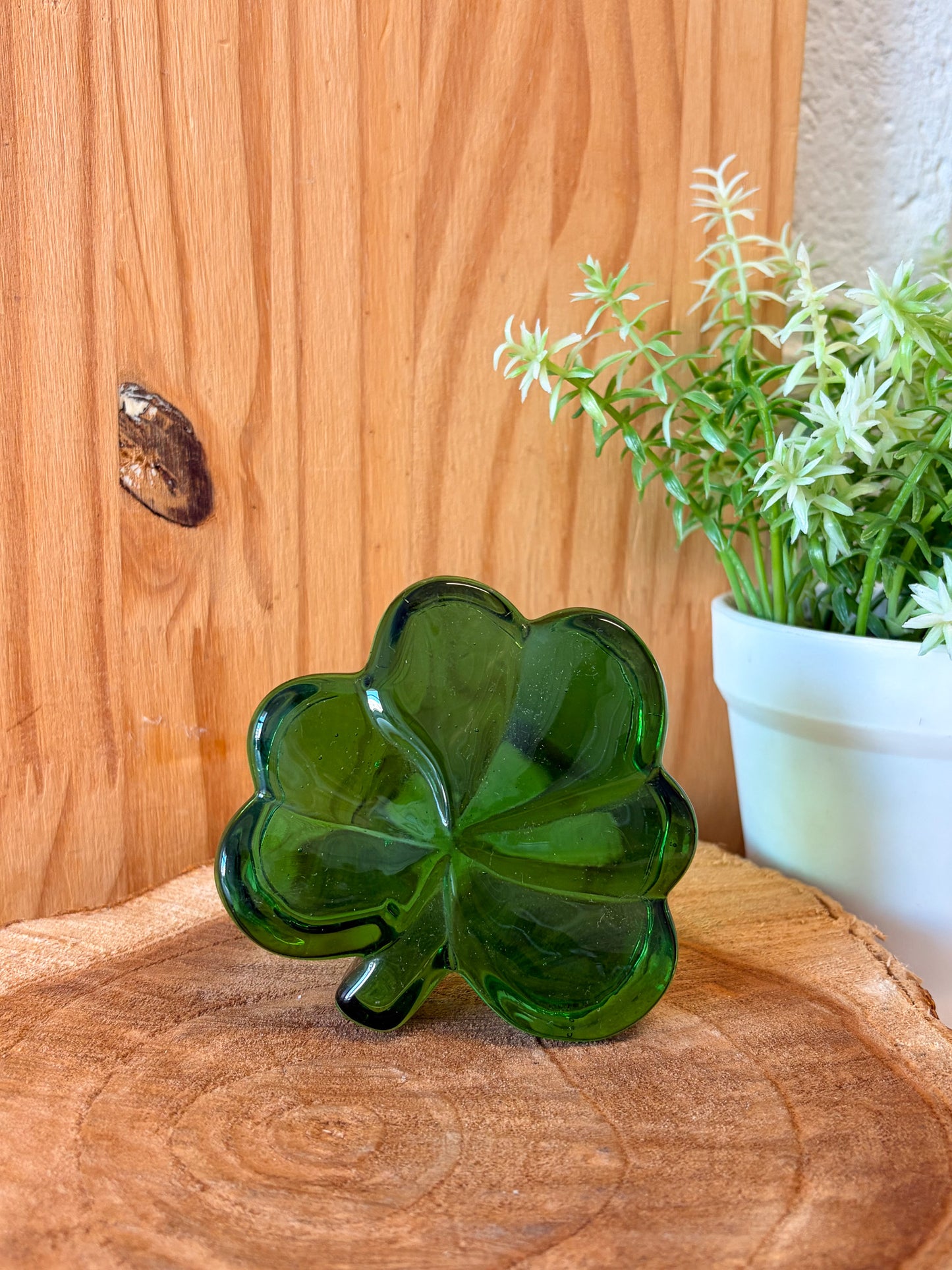 Green Glass Clover Paperweight (Local Pick Up Only)