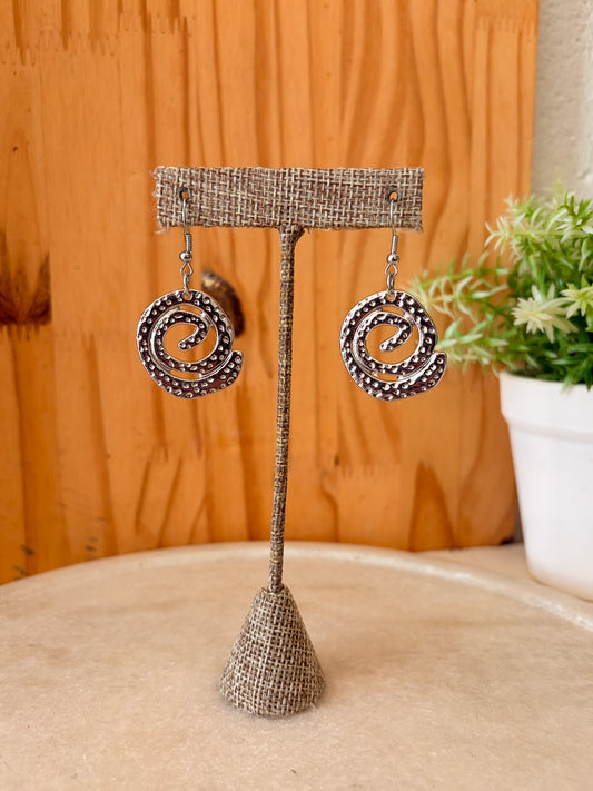 Abstract Silver Swirl Earrings