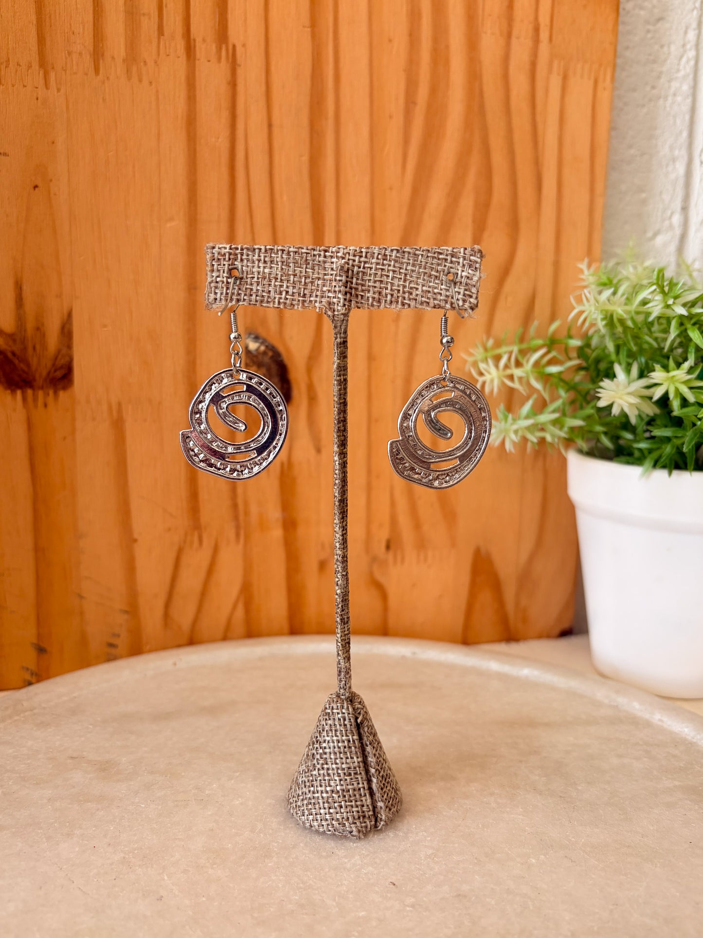 Abstract Silver Swirl Earrings