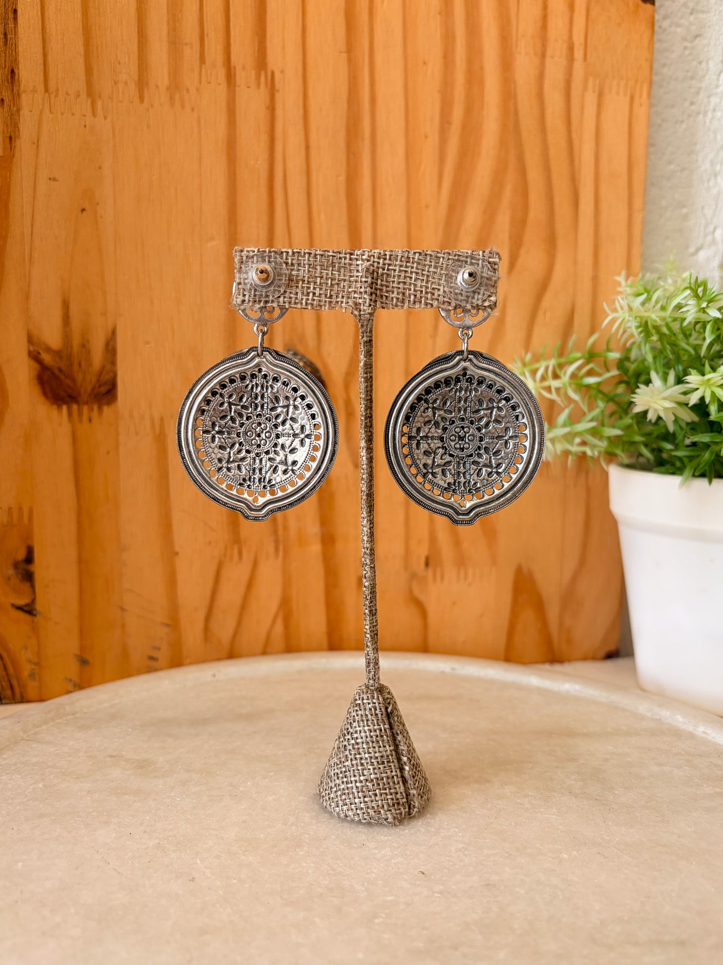 Large Boho Layered Disc Earrings