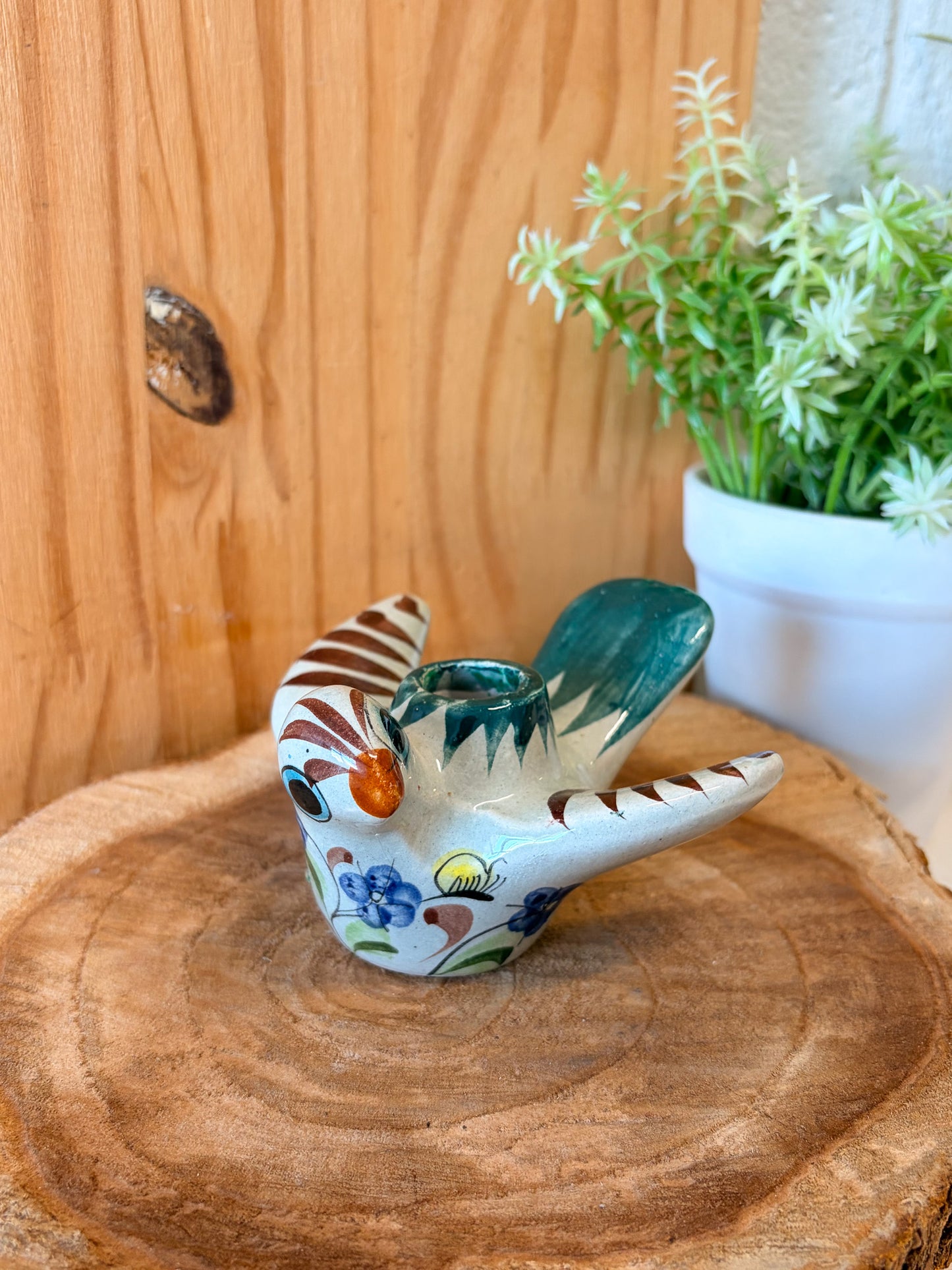 Vtg Tonala Mexican Pottery Bird Candle Holder (Local Pick Up Only)