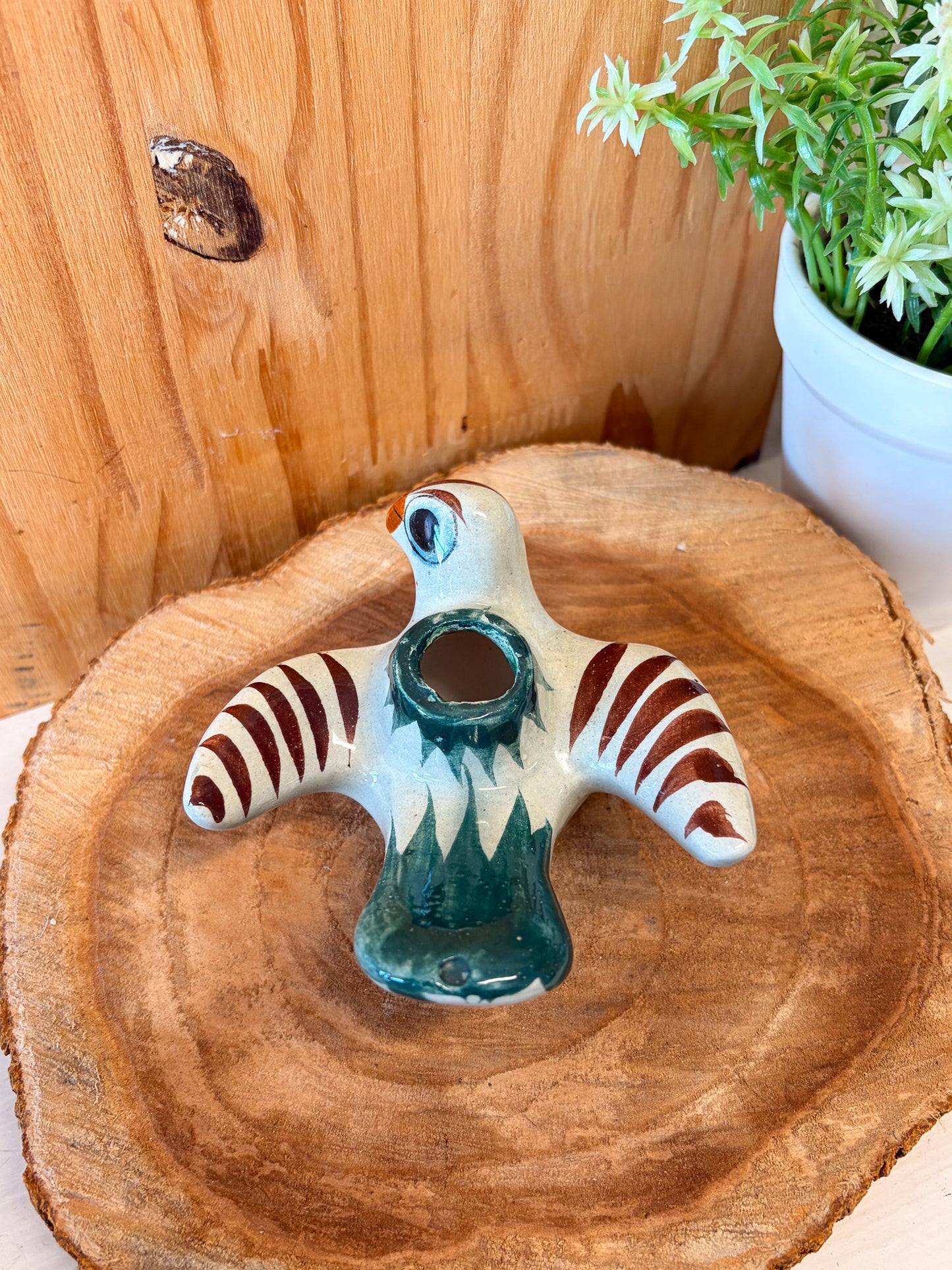 Vtg Tonala Mexican Pottery Bird Candle Holder (Local Pick Up Only)