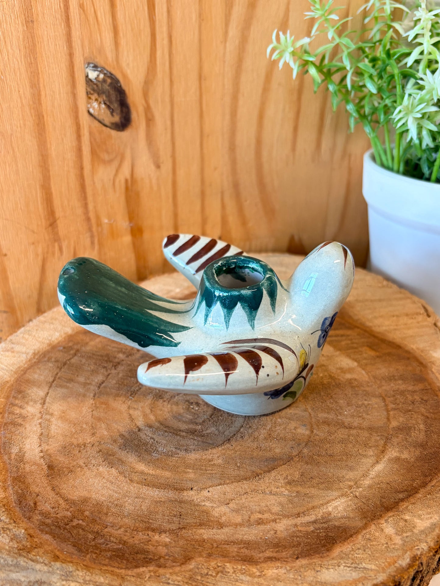 Vtg Tonala Mexican Pottery Bird Candle Holder (Local Pick Up Only)