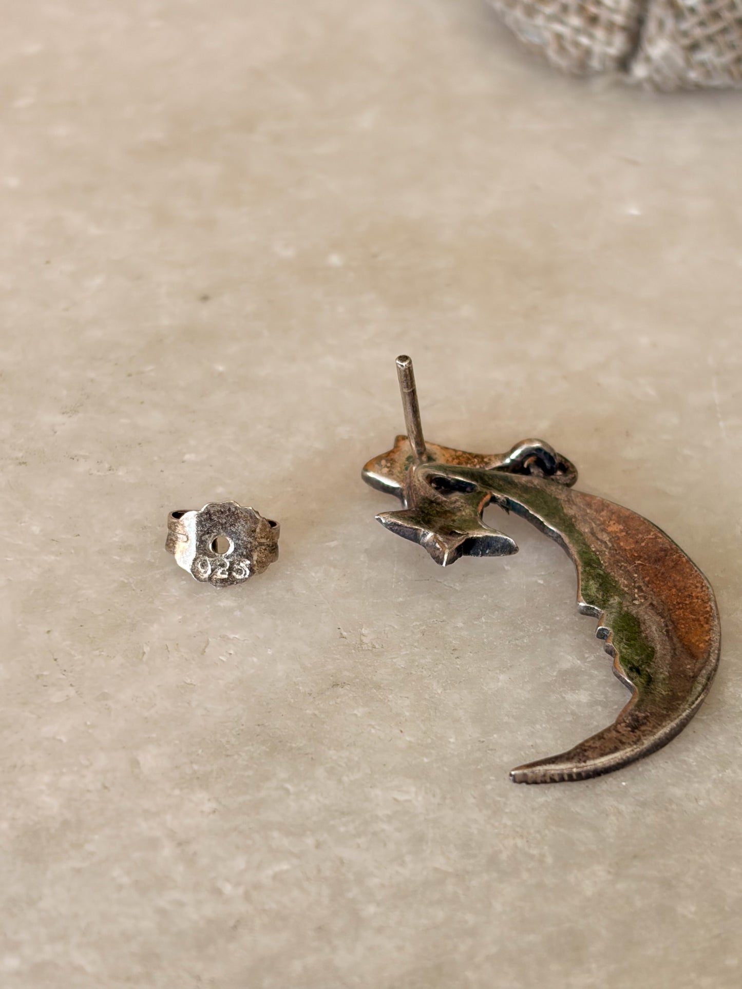 Single 925 Silver Moon & Star Earring (As Is)