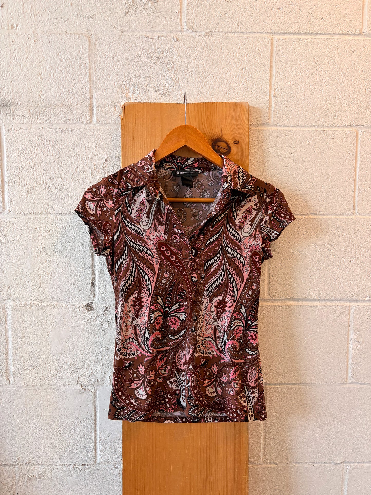 Y2K Brown & Pink Paisley Top : S/M