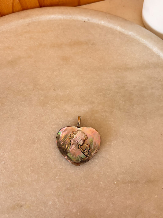 Iridescent Cameo Etched Pendant