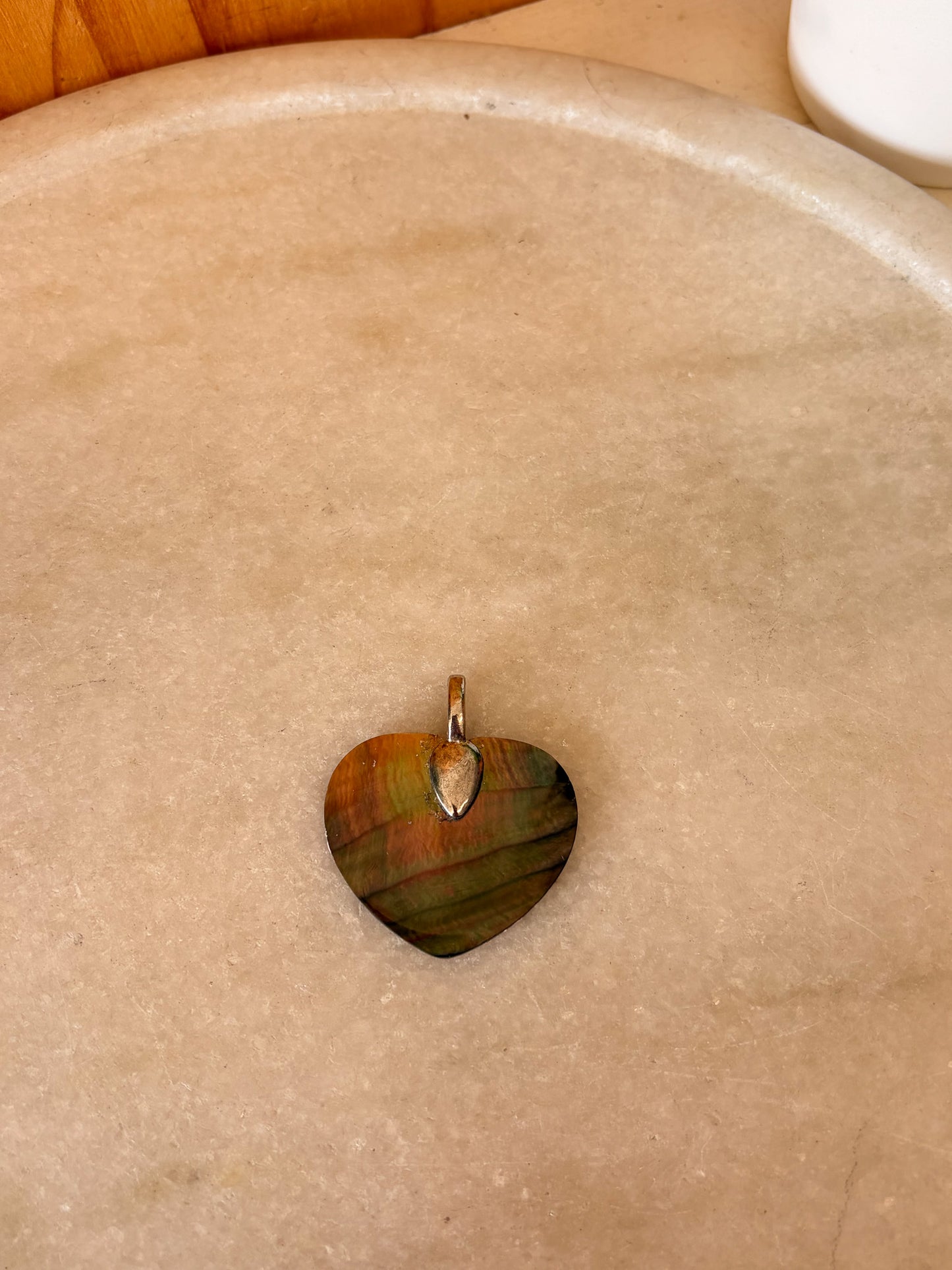 Iridescent Cameo Etched Pendant