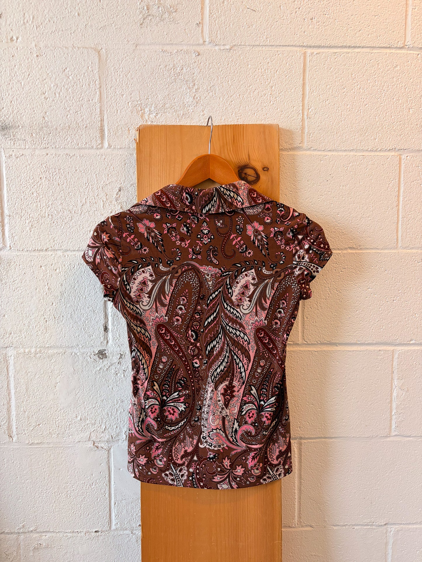 Y2K Brown & Pink Paisley Top : S/M