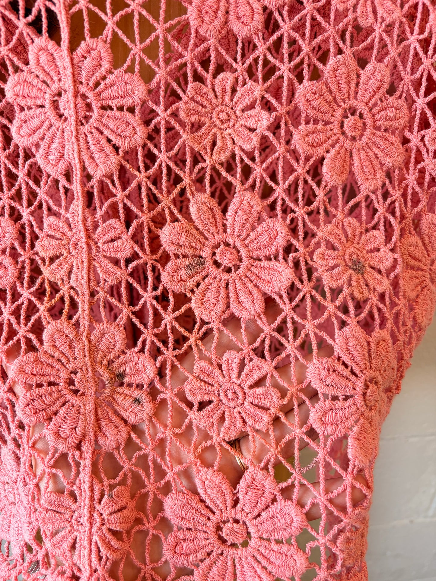 Floral Pink Crochet Cardigan : M/L (As Is)