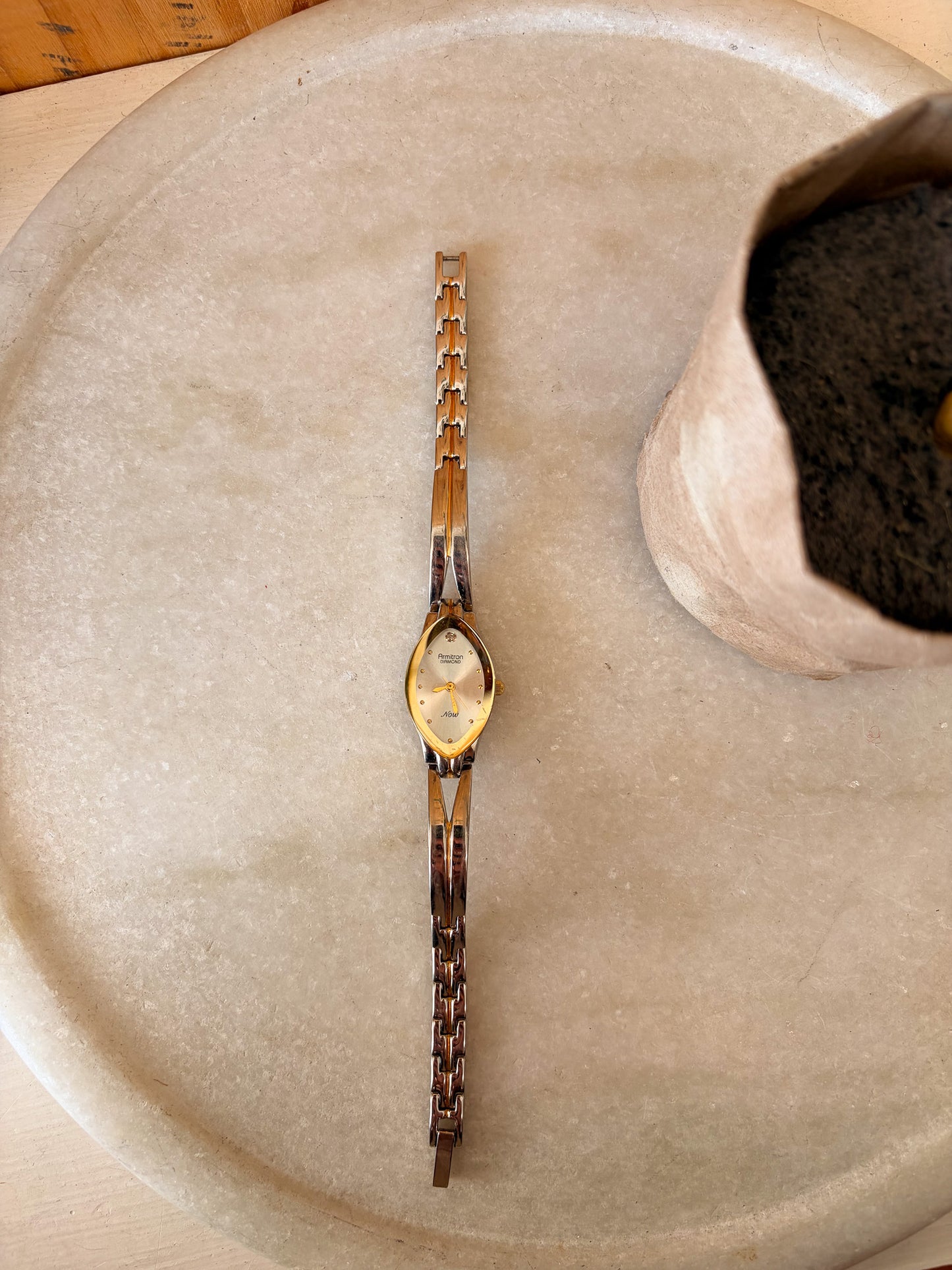 Vtg Two Tone Armitron Diamond Now Watch (Untested, As Is)