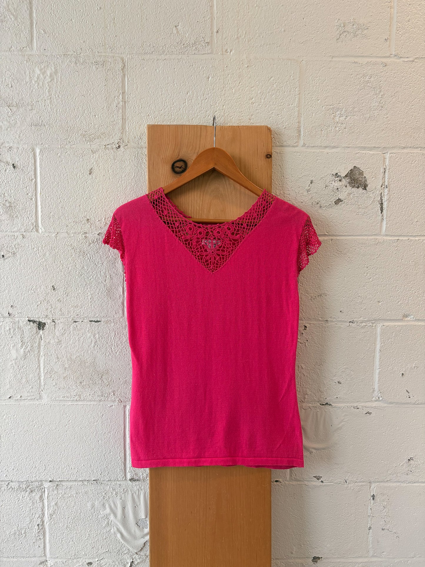Pink Crochet Detailed Top : M