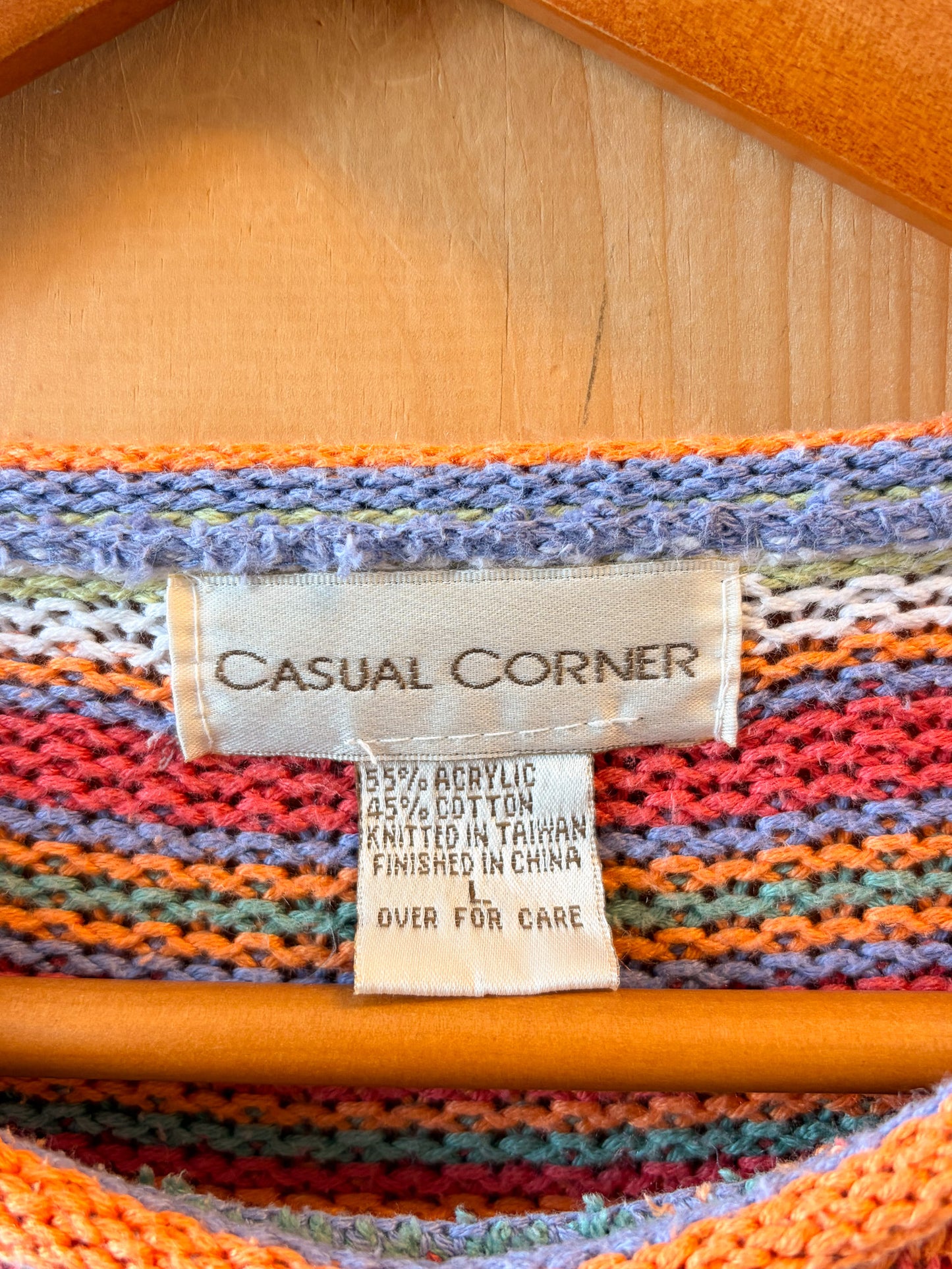 Vtg Colorful Pastel Striped Sweater : L