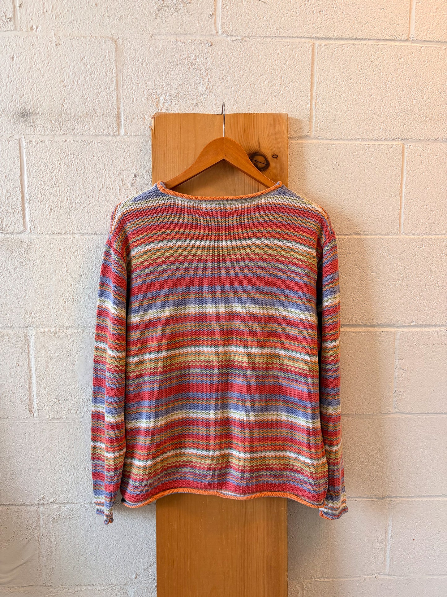 Vtg Colorful Pastel Striped Sweater : L