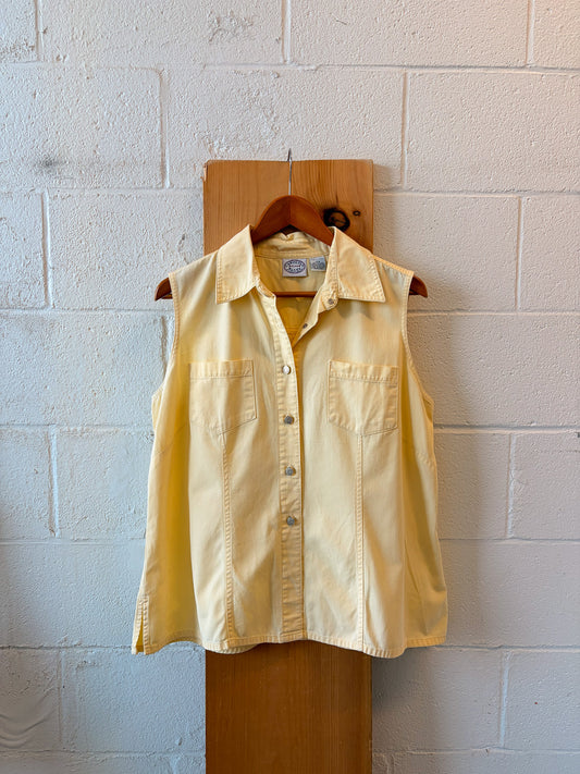 Sleeveless Yellow Button Up : 16W