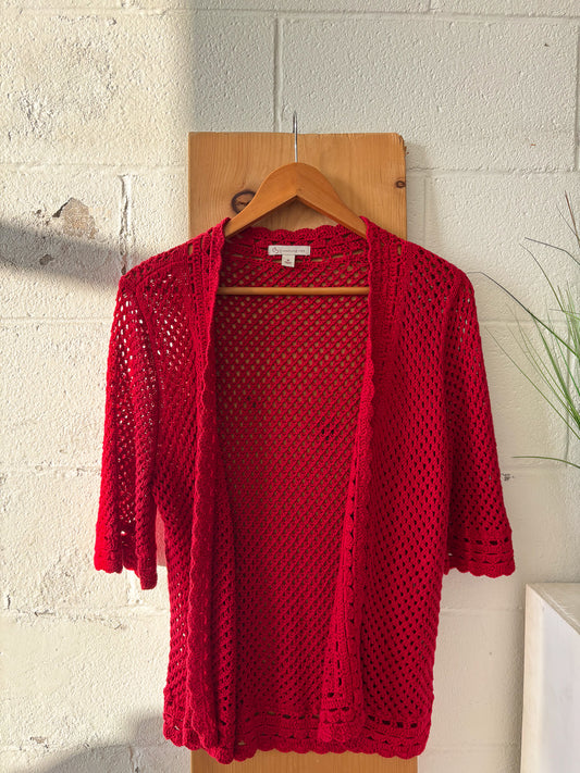 Red Crochet Cardigan : M