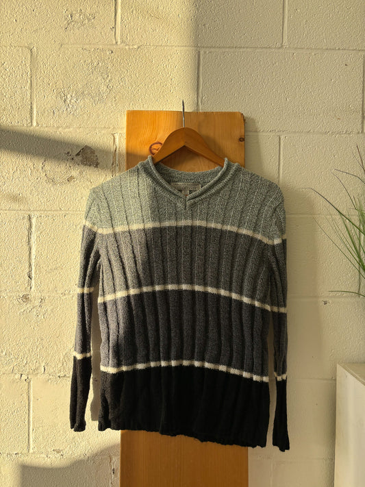 Vtg Striped V-Neck Sweater : S