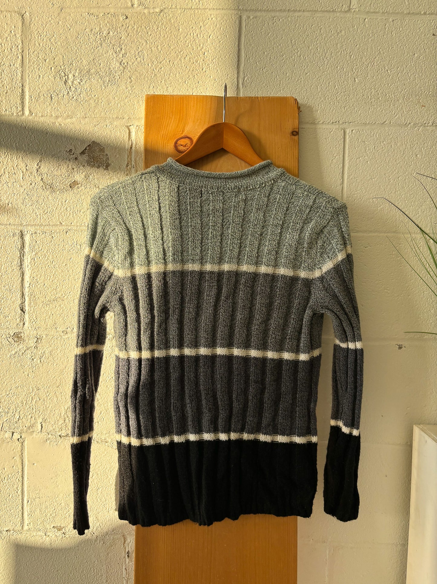 Vtg Striped V-Neck Sweater : S