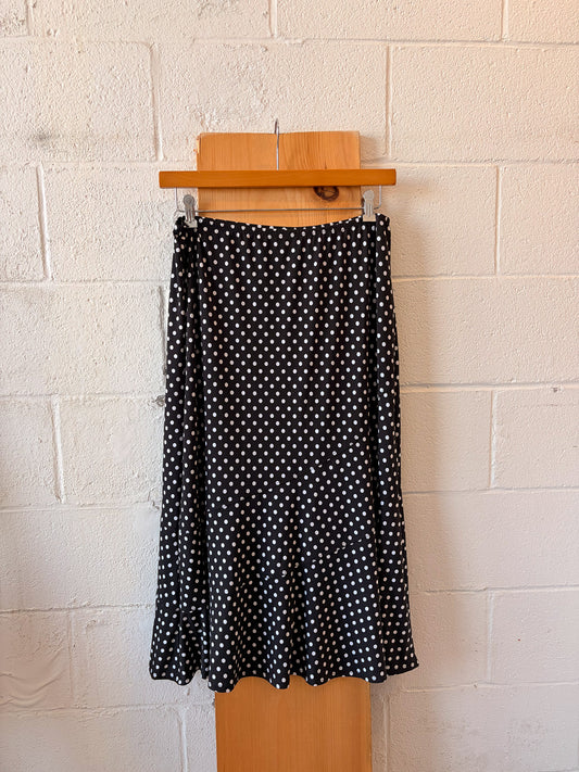 Black & White Polka Dot Skirt : L