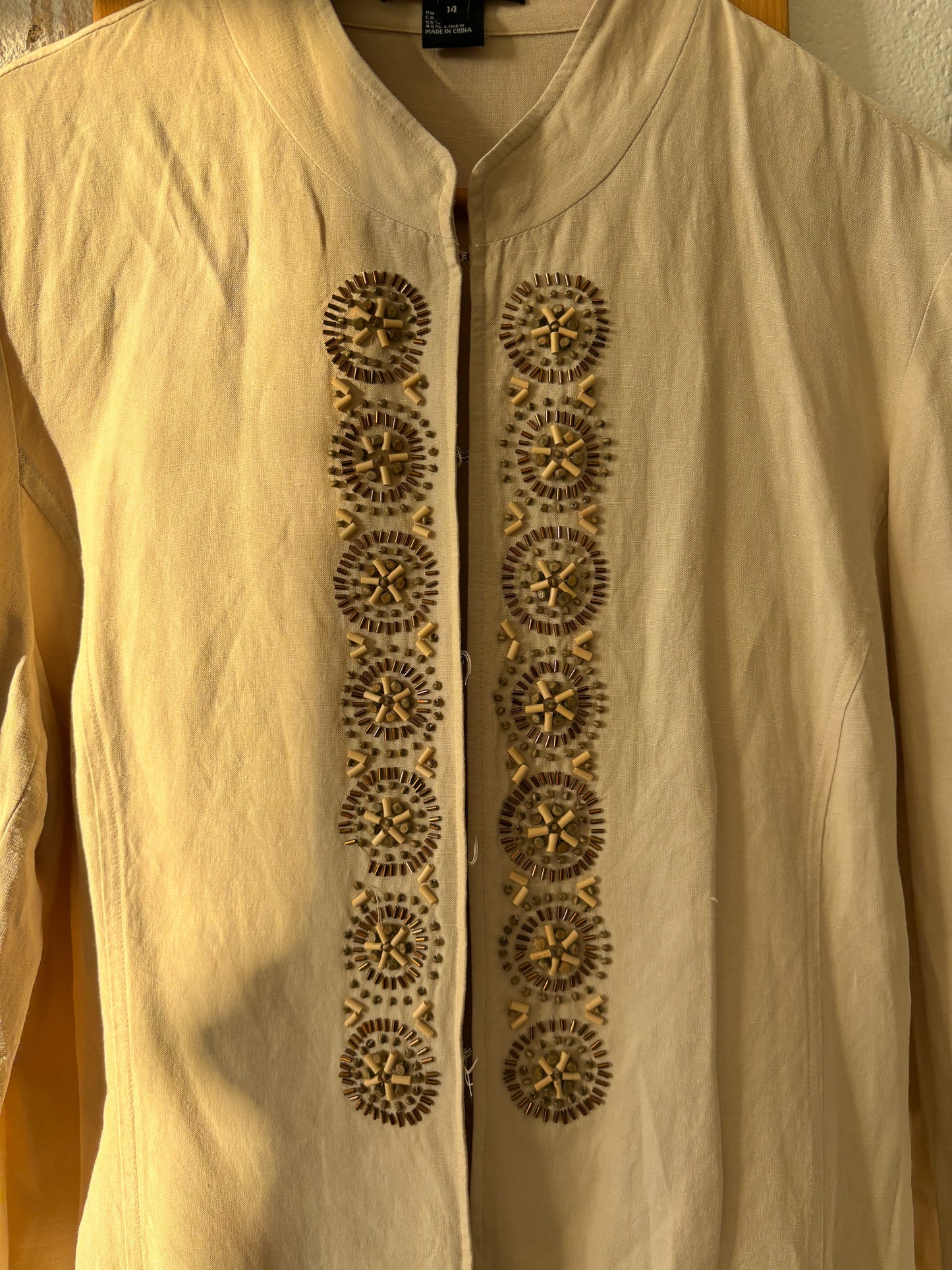 Beige Beaded Blouse : L