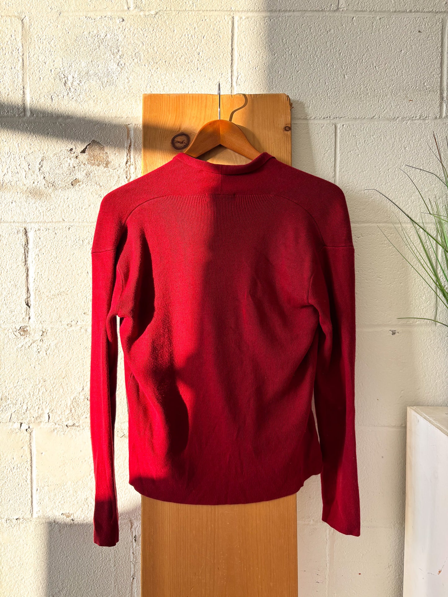 Vtg Collared Red Cardigan : S/M