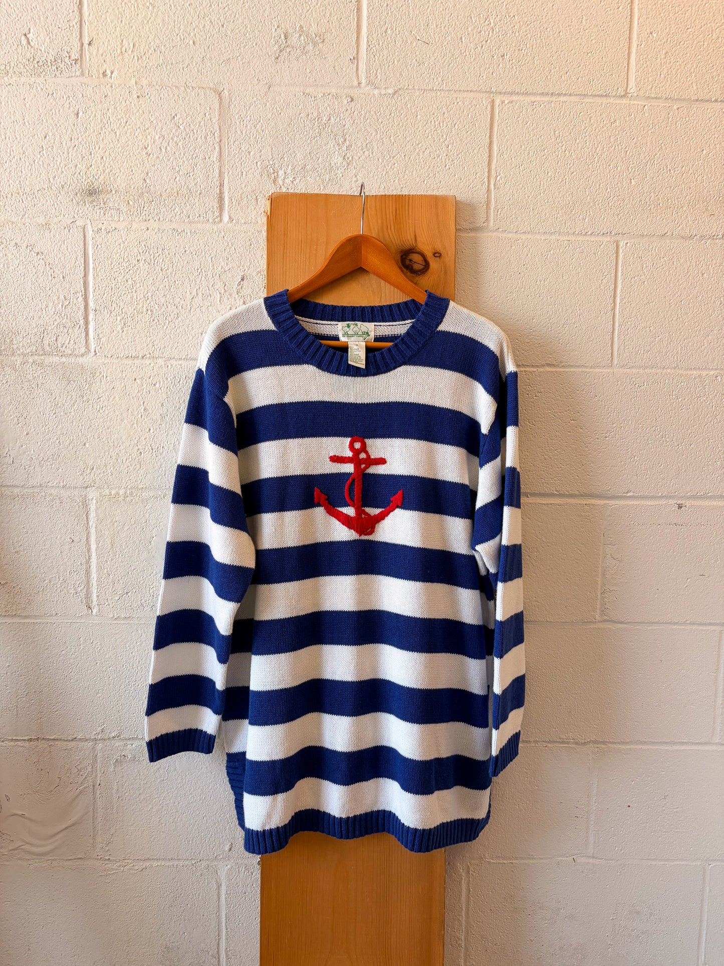 Vtg Striped Anchor Sweater : 1X